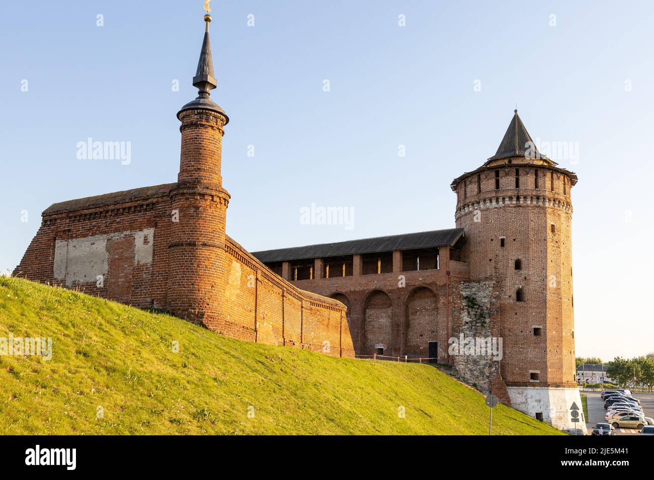 Ancient Citadel Wall On Green Hill And Marinkina Tower Of Kolomna