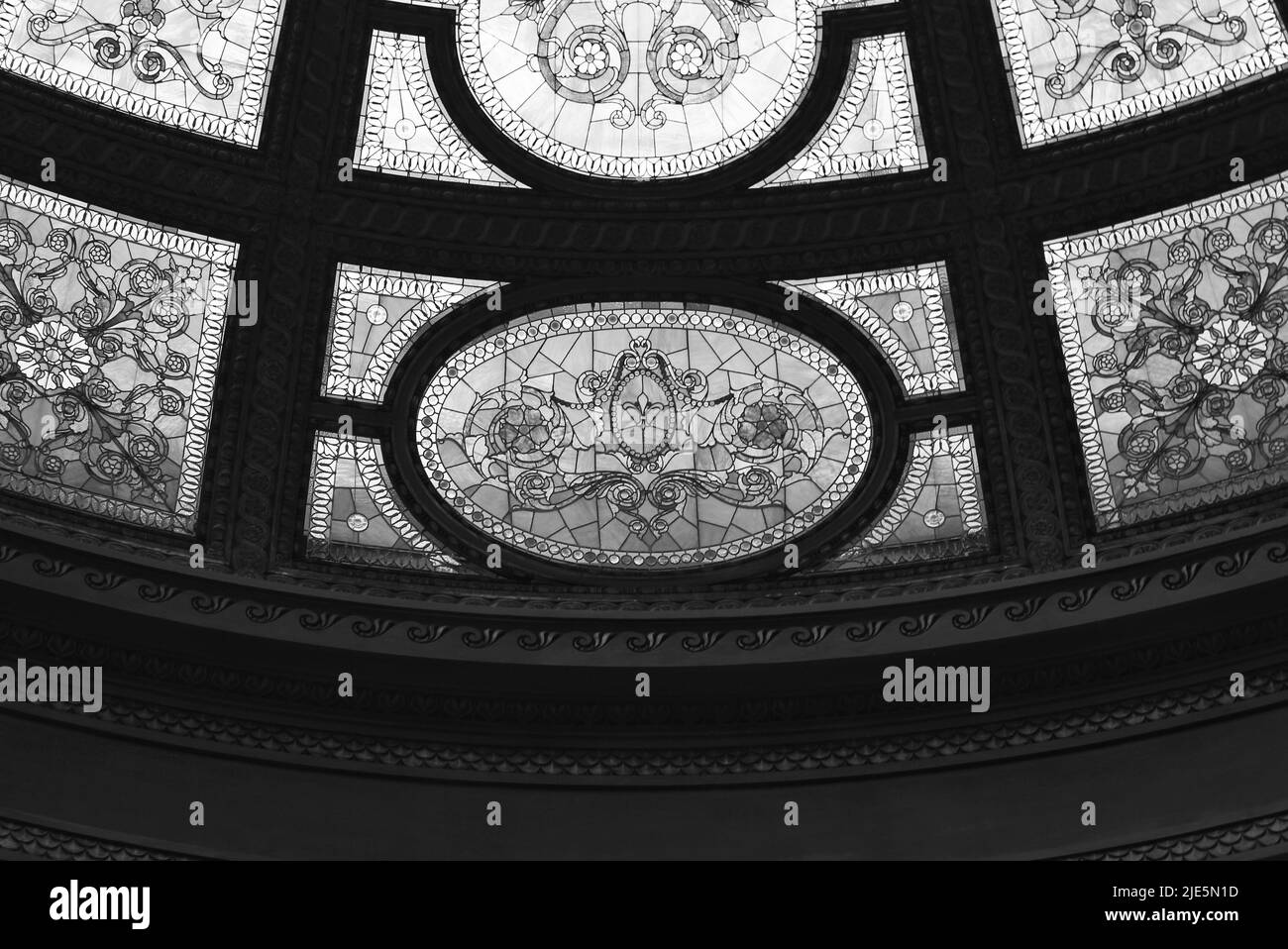 Beautiful Tiffany glass dome restored to its full glory in black and