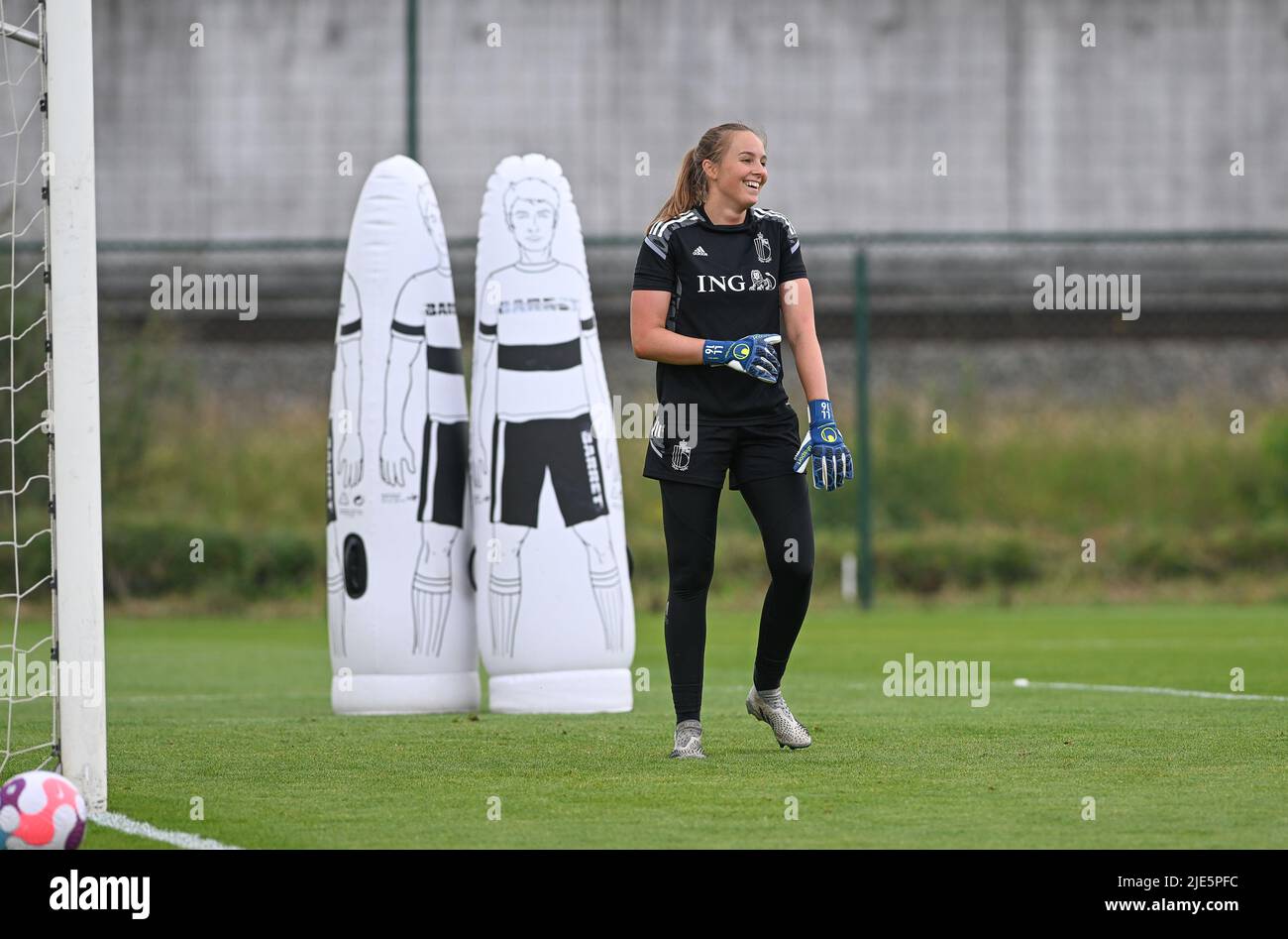 Belgium's goalkeeper Lisa Lichtfus pictured during a training session
