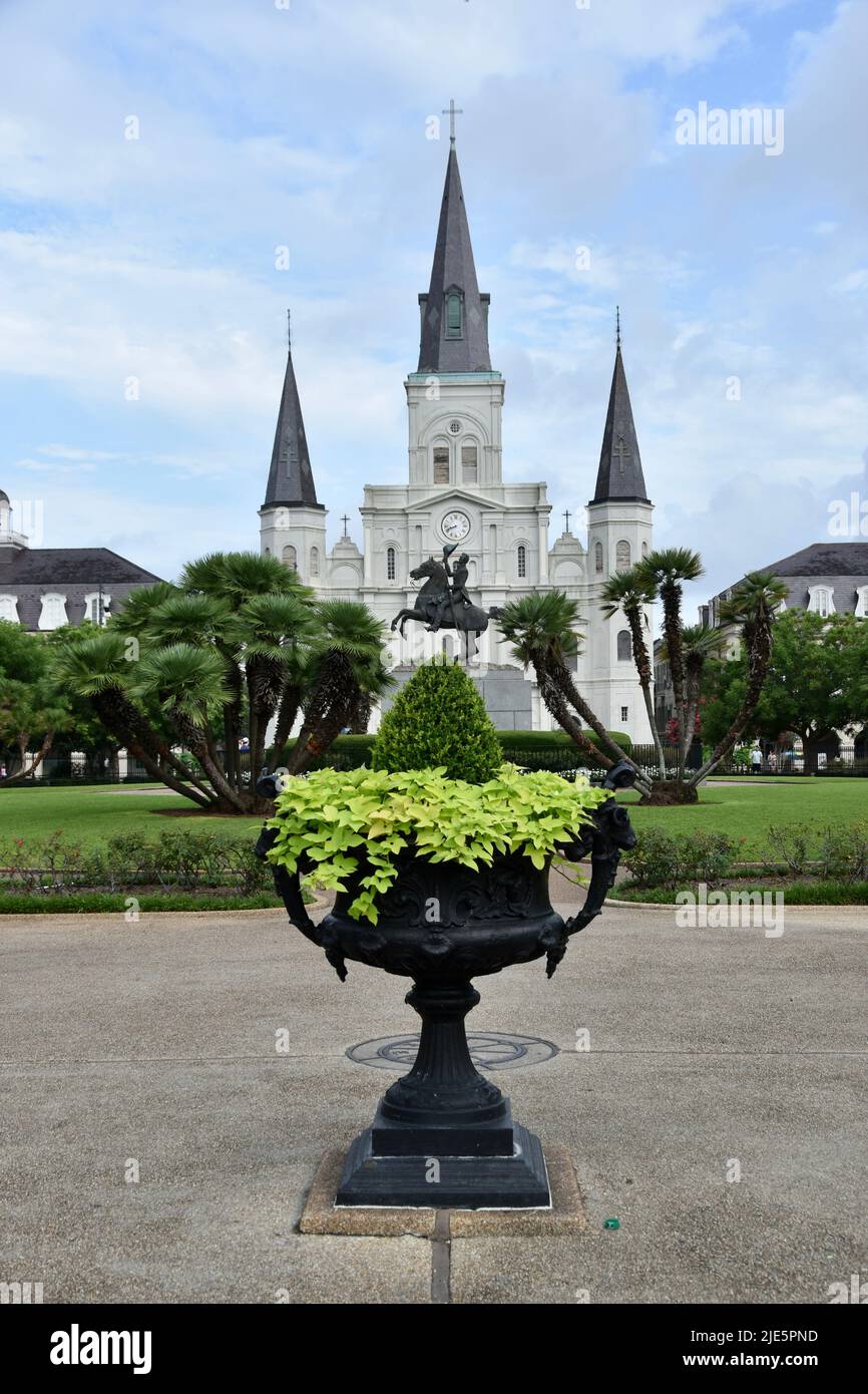 New Orlean’s Iconic St. Louis Cathedral Buttressing Jackson Square In ...