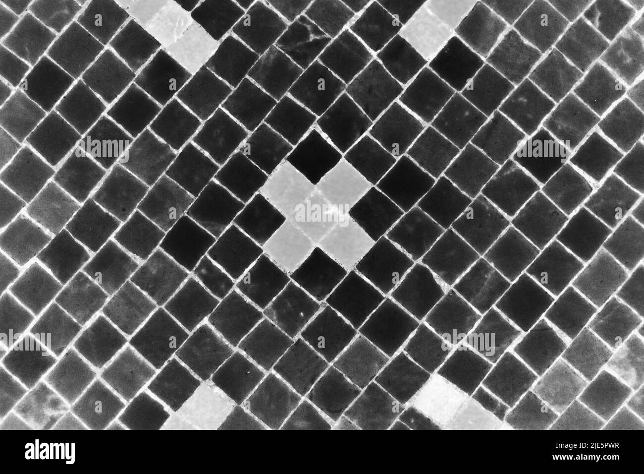 Elaborate vintage square marble tile pattern on the floor as a mosaic ...