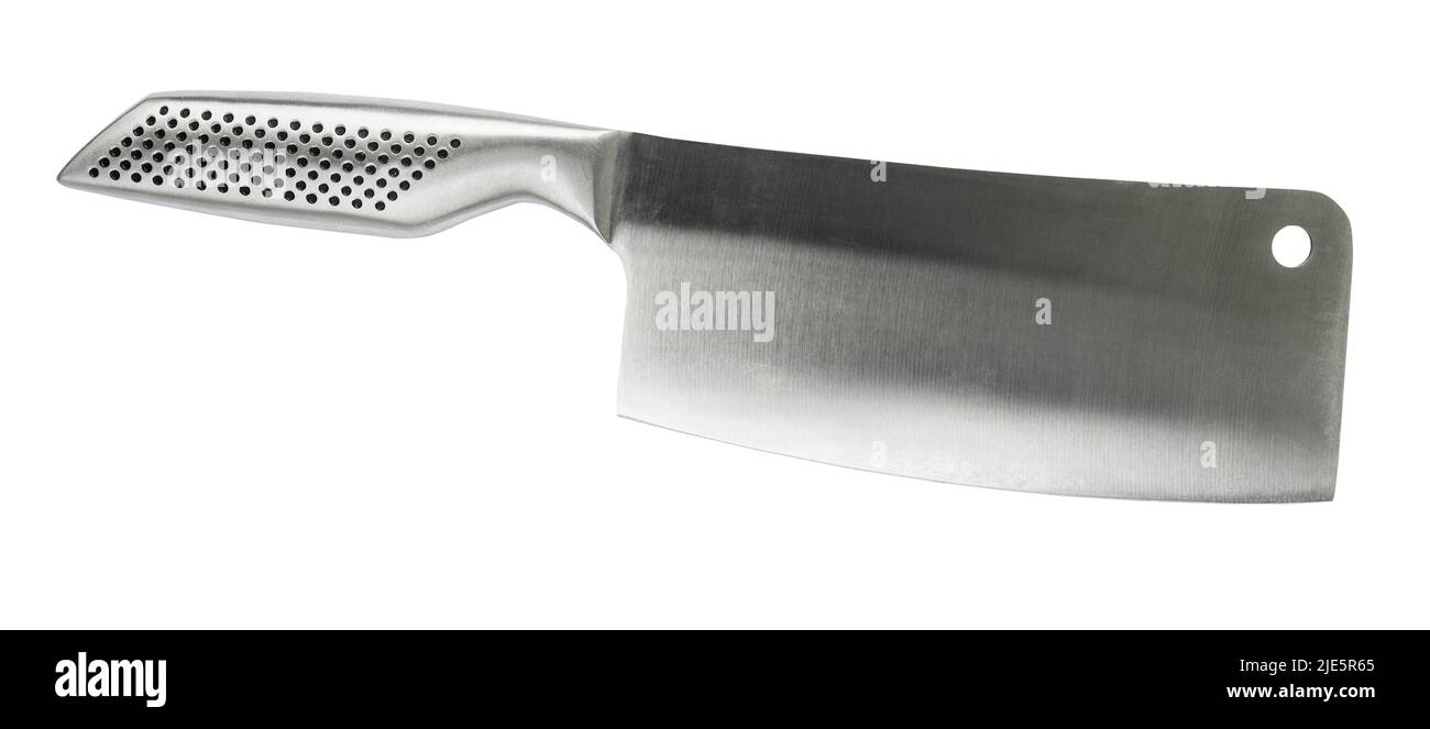 stainless steel cleaver knife (butcher's knife) isolated on white background Stock Photo