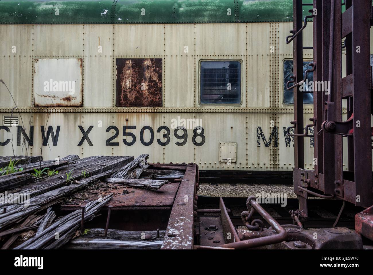 Old railway carriage in USA Stock Photo