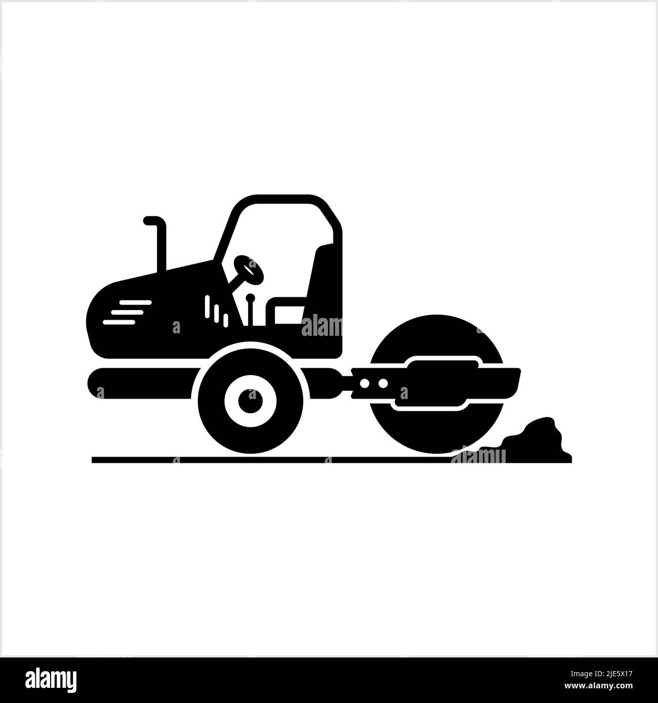 Road Roller Icon, Construction Vehicle Icon Vector Art Illustration ...