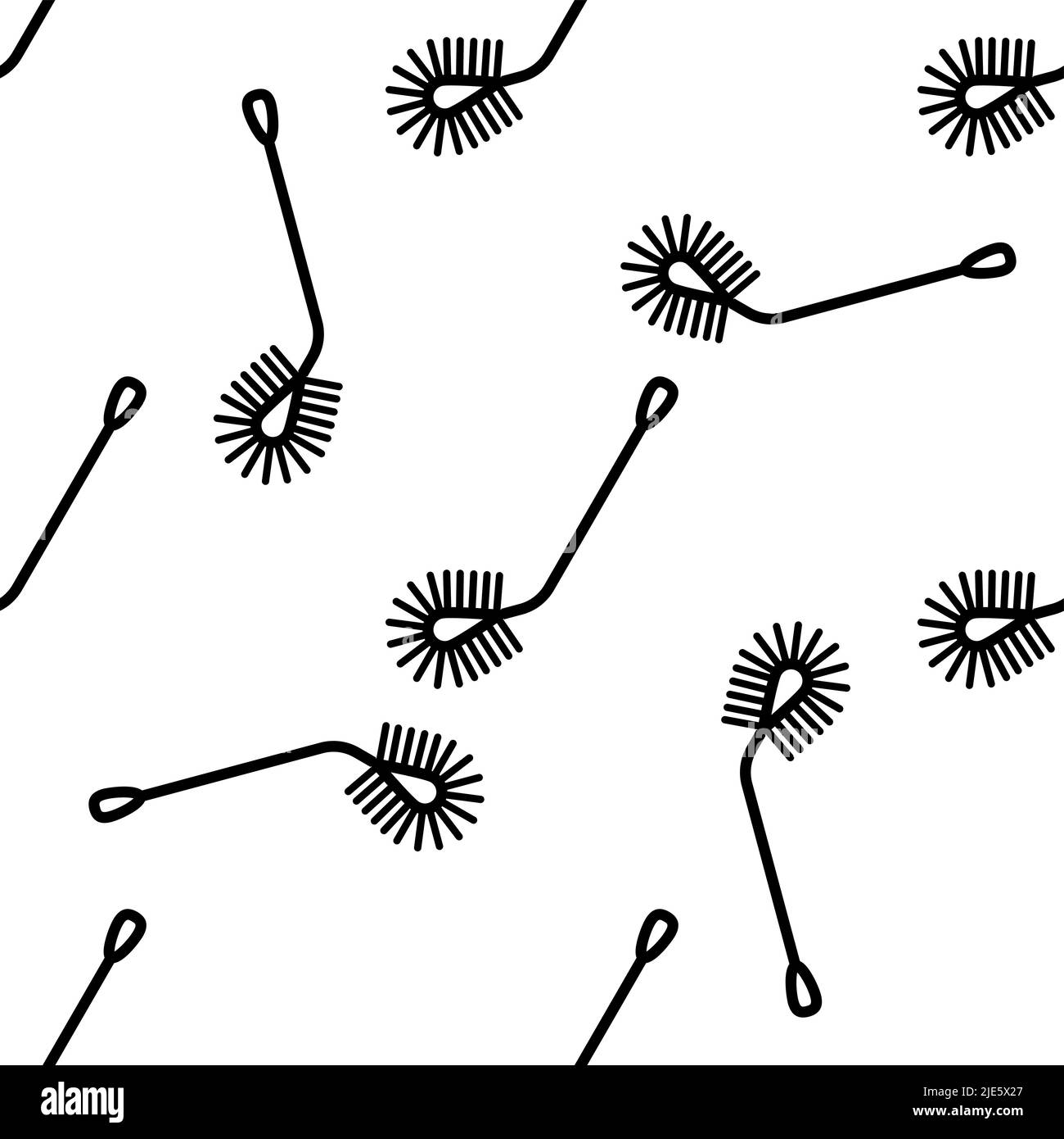 Toilet Brush Icon Seamless Pattern, Toilet Cleaning Brush Vector Art