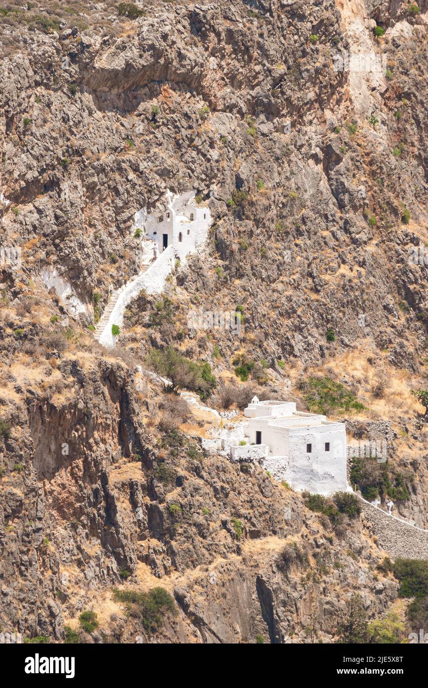 Saint John monastery on the cliff over Kapsali, Kythira island, Greece. Stock Photo