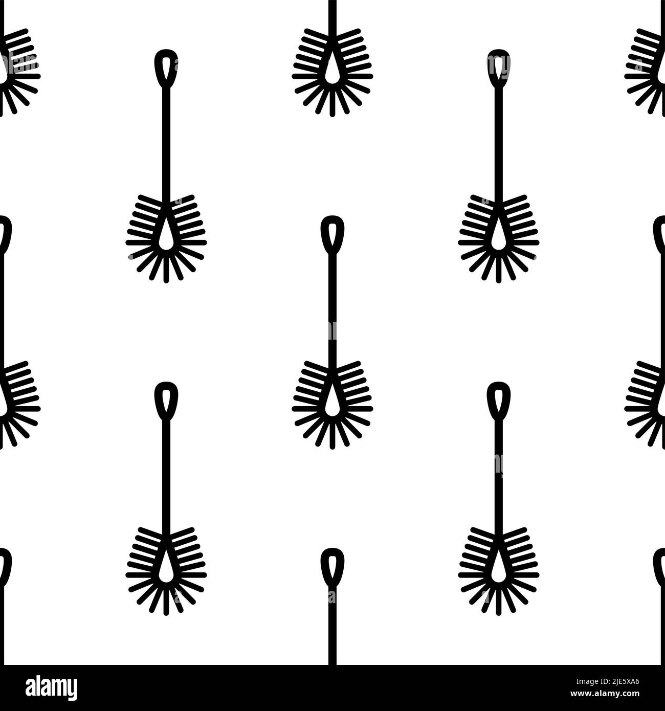 Toilet Brush Icon Seamless Pattern, Toilet Cleaning Brush Vector Art