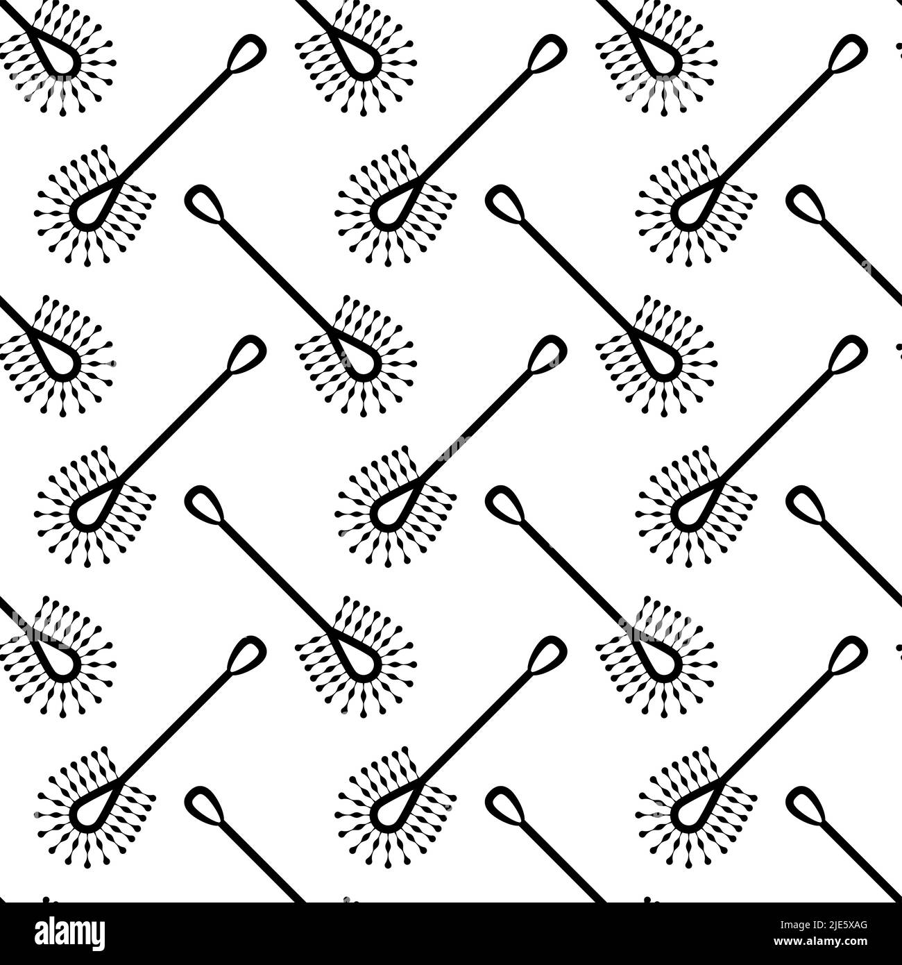 Toilet Brush Icon Seamless Pattern, Toilet Cleaning Brush Vector Art