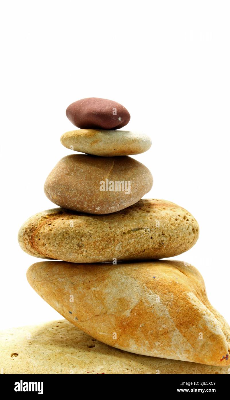 zen stones isolated on white background Stock Photo