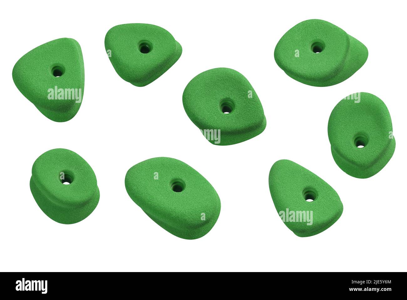 Set of Rock Climbing Grips for indoor outdoor playground isolated on