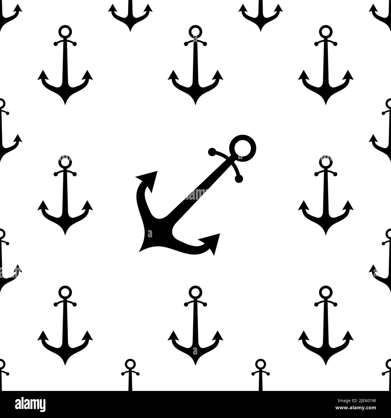 Anchor Icon Seamless Pattern, Flat Vector Art Illustration Stock Vector ...