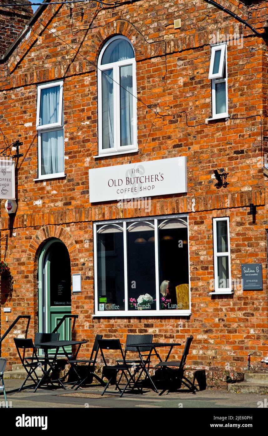 The Old Butchers Coffee Shop, Dunnington, North Yorkshire, England Stock Photo
