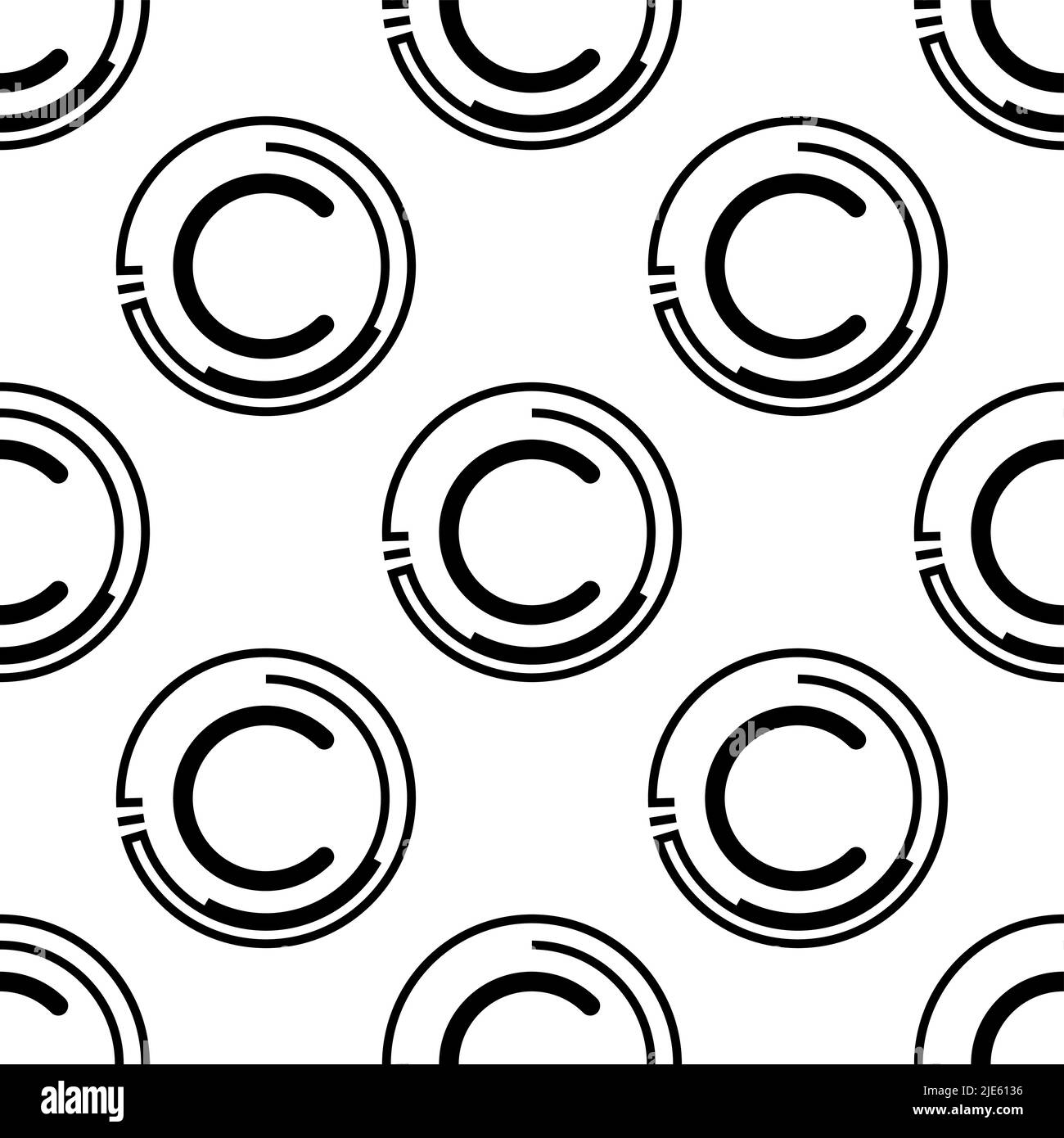 Copyright Icon Seamless Pattern, Copyright Letter C Symbol Vector Art Illustration Stock Vector