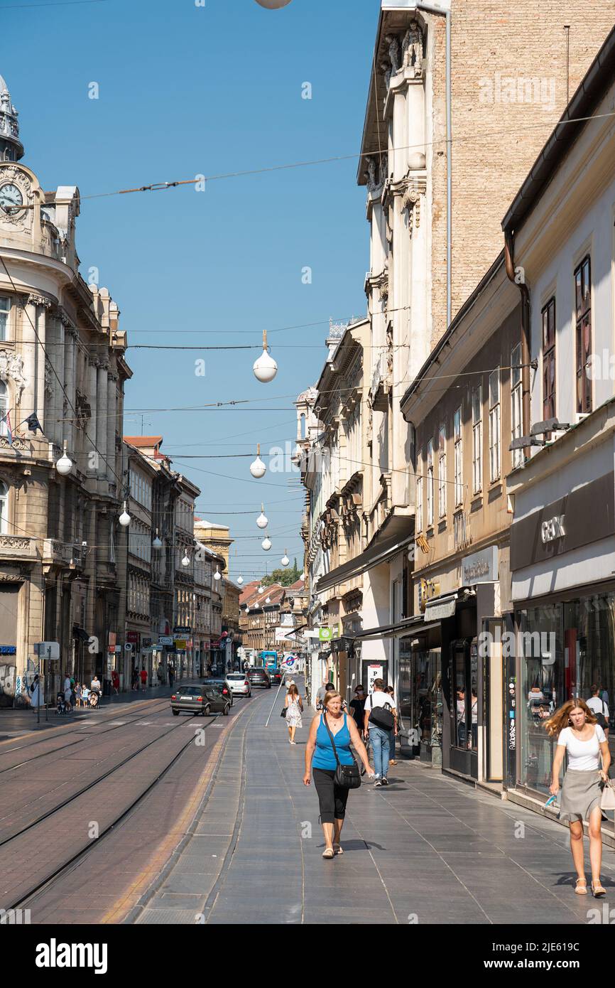 ZAGREB, CROATIA - JULY 29, 2021: Busy Streets Of Downtown Zagreb City, People On Some Of The Most Important Landmark Avenues And Streets Stock Photo