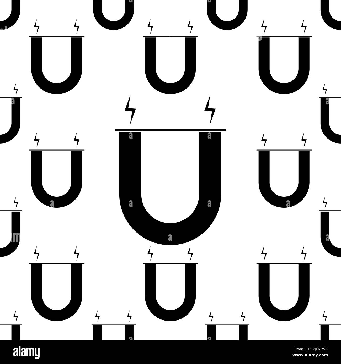 Magnet Icon Seamless Pattern, North Pole, South Pole Vector Art