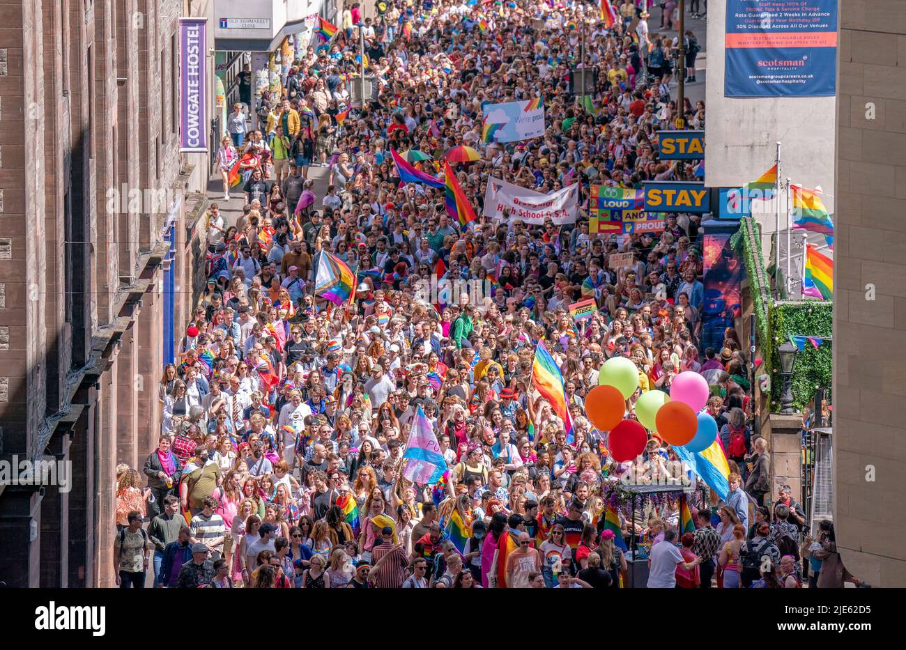 People parade along the Cowgate during the Pride Edinburgh 2022 event
