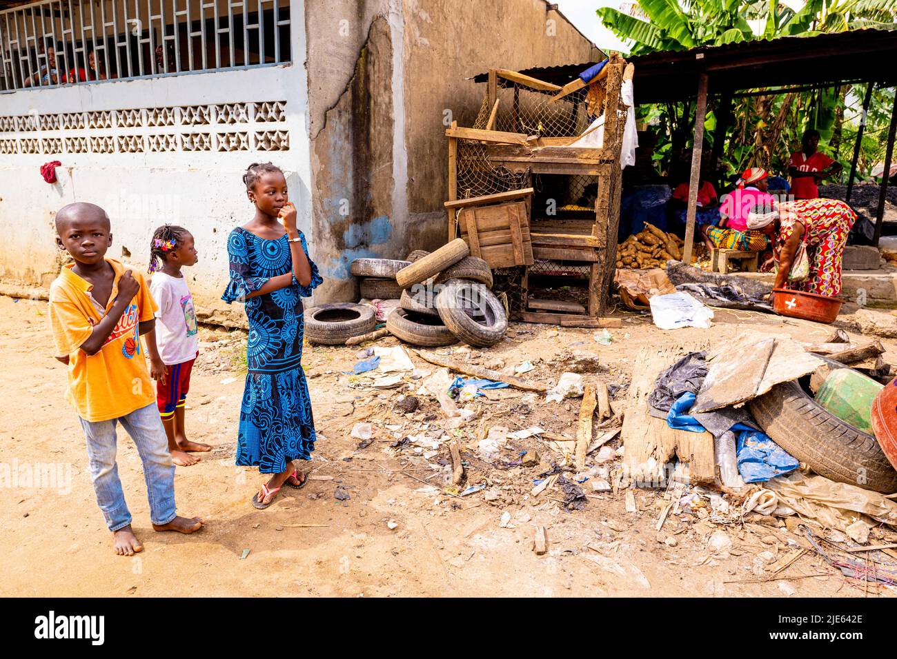 Daily life, people on the streets in Ivory Coast, Cote d'Ivoire, de