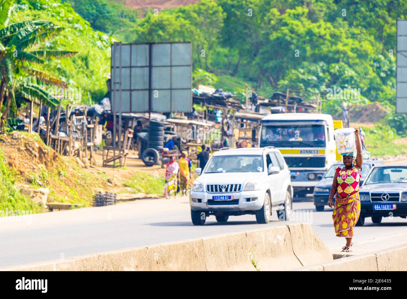 Daily life, people on the streets in Ivory Coast, Cote d'Ivoire, de
