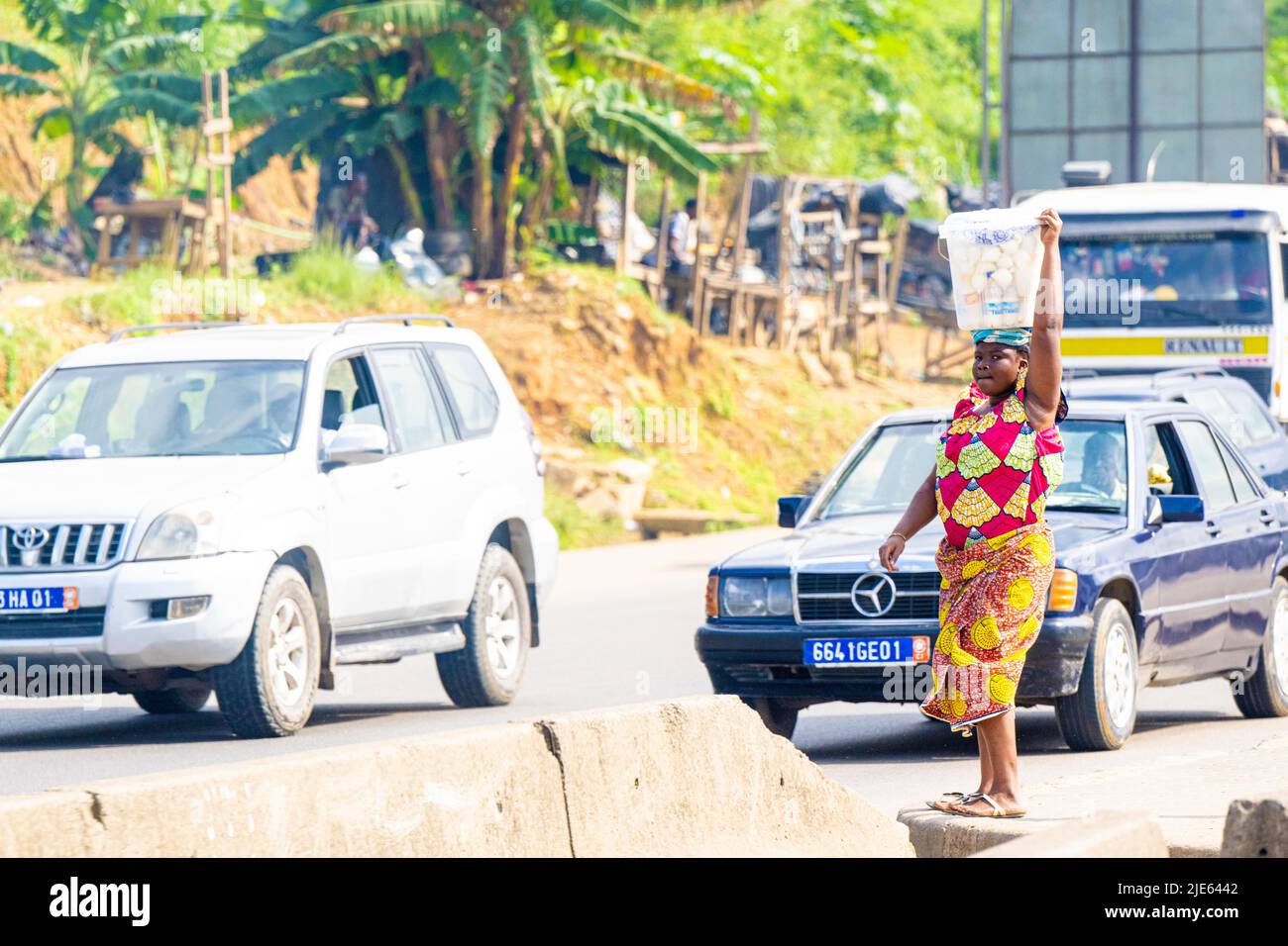 Daily life, people on the streets in Ivory Coast, Cote d'Ivoire, de