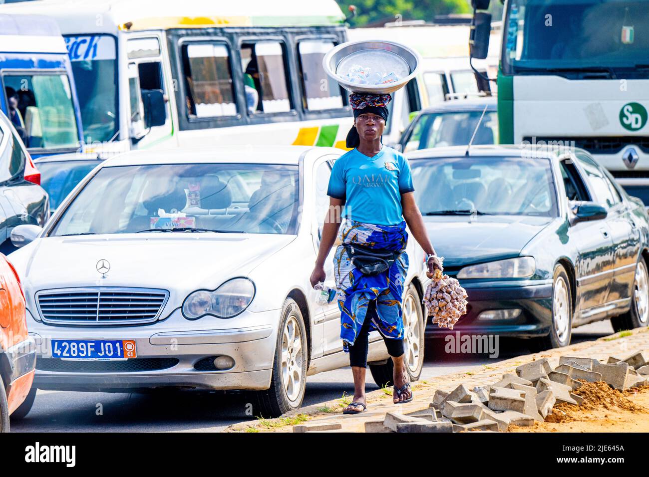 Daily life, people on the streets in Ivory Coast, Cote d'Ivoire, de