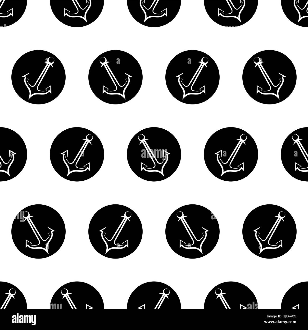 Anchor Icon Seamless Pattern, Flat Vector Art Illustration Stock Vector ...