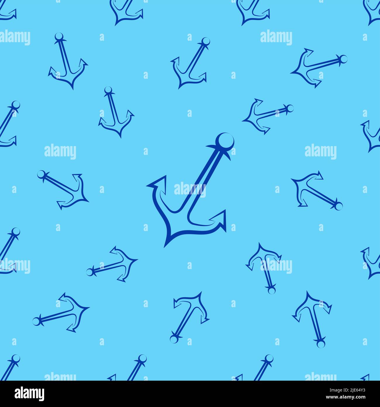 Anchor Icon Seamless Pattern, Flat Vector Art Illustration Stock Vector ...