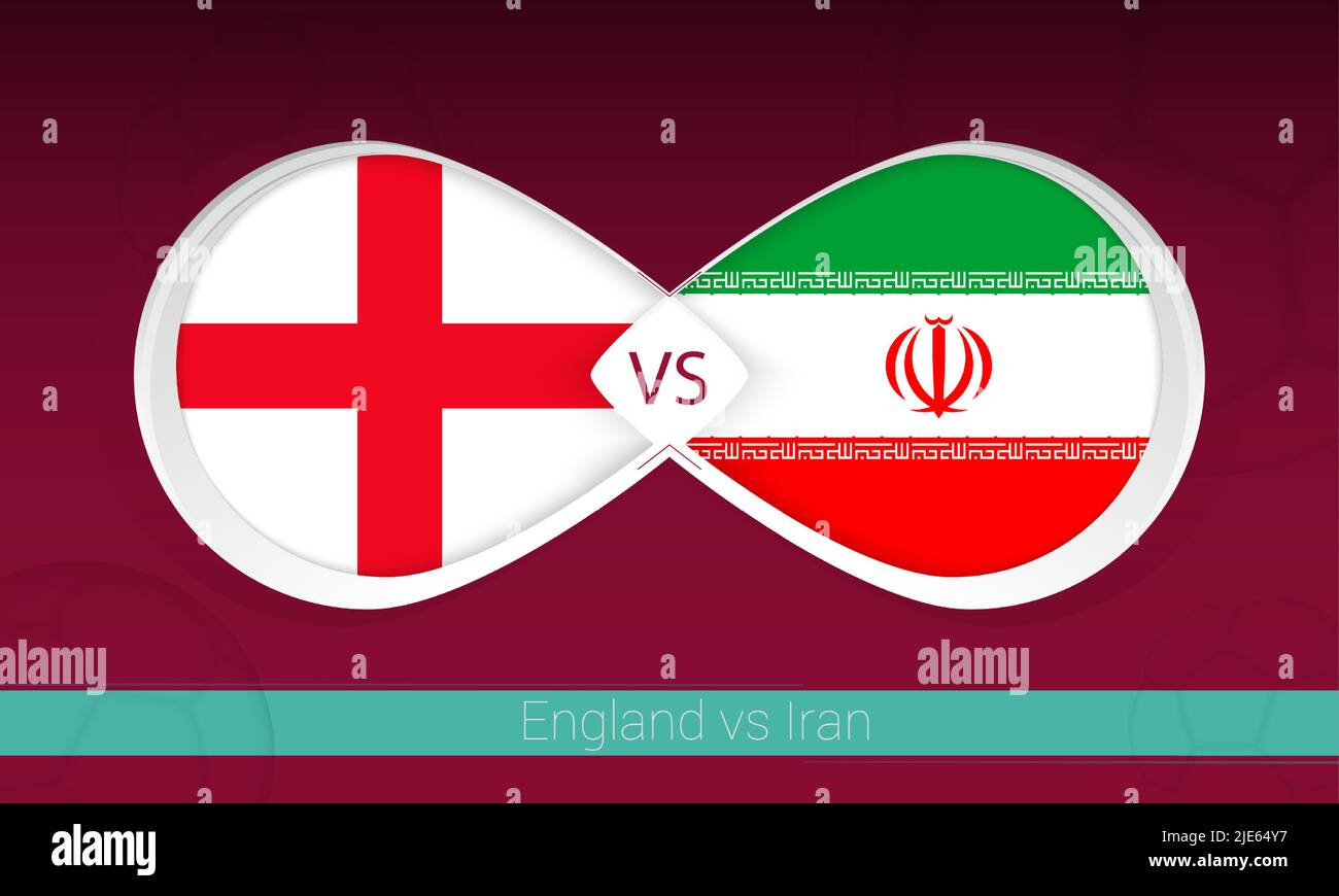 England vs Iran in Football Competition, Group A. Versus icon on Football background. Vector