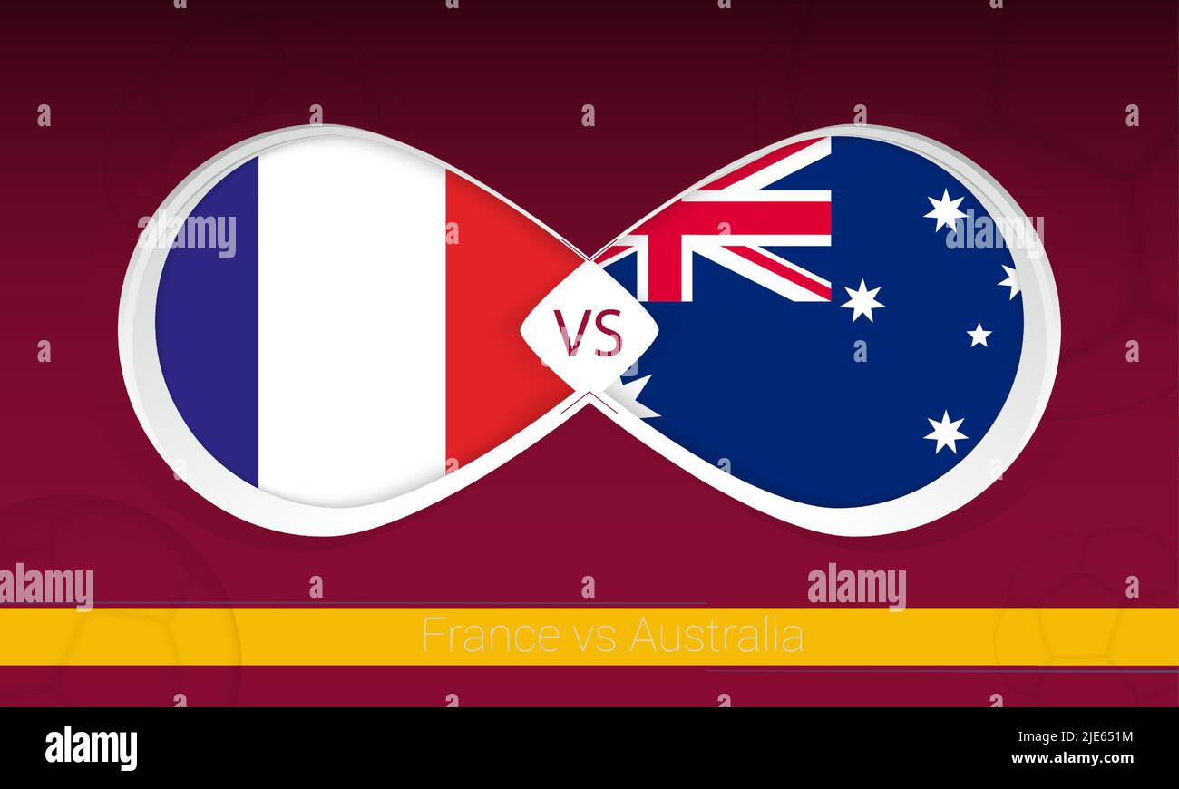 France vs Australia in Football Competition, Group A. Versus icon on
