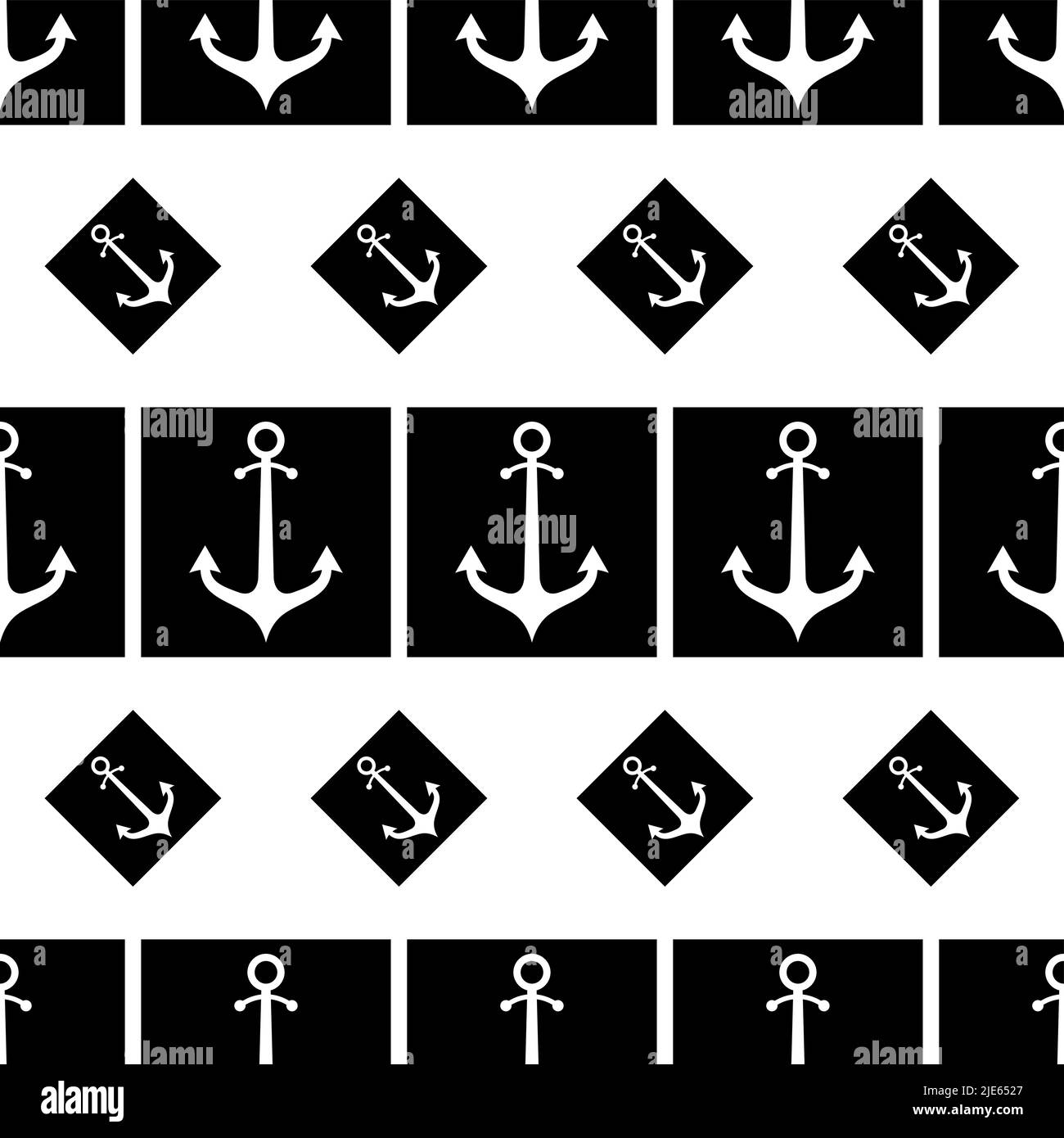Anchor Icon Seamless Pattern, Flat Vector Art Illustration Stock Vector ...