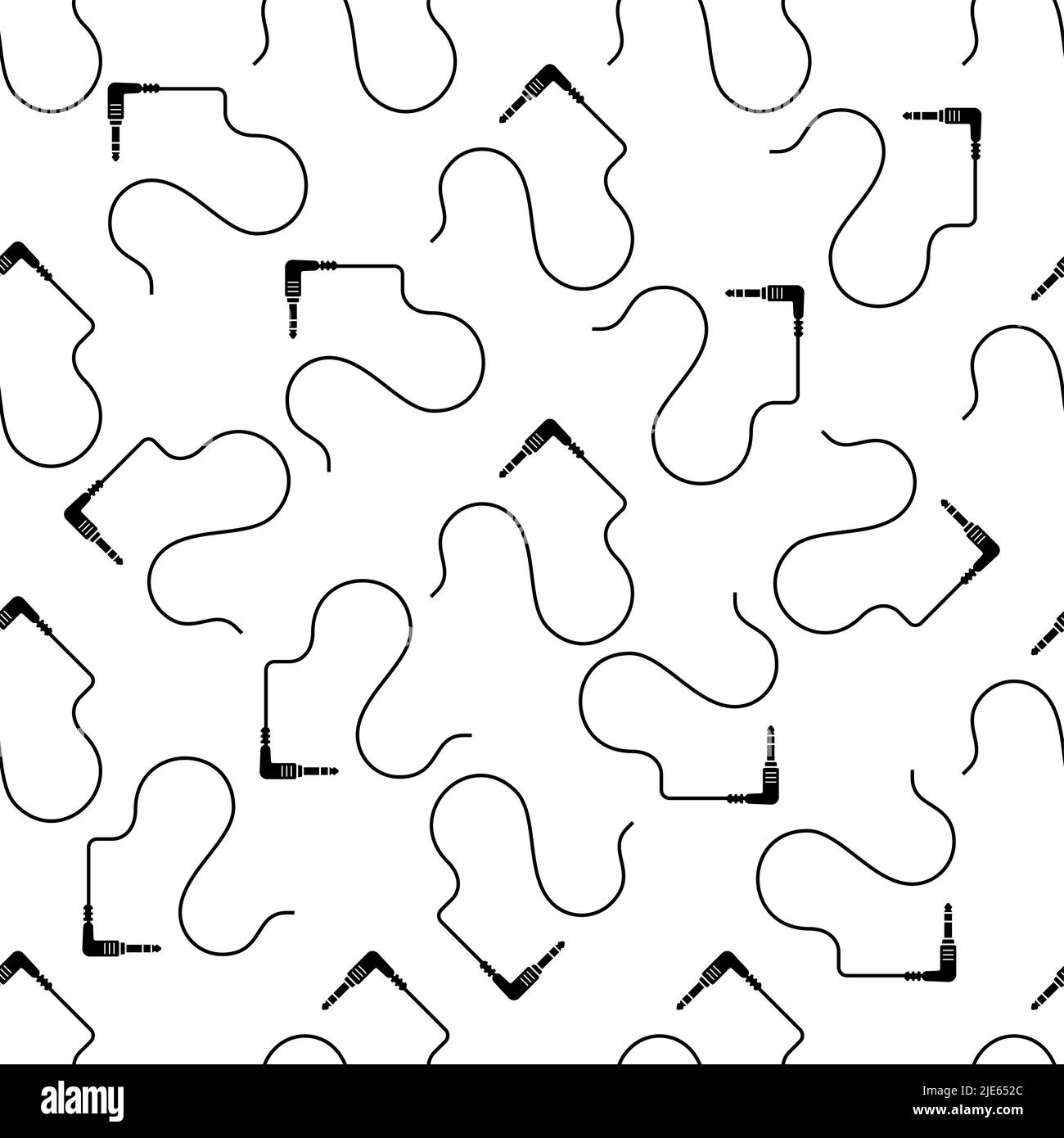 Audio Cable Icon, Plug Wire Seamless Pattern Vector Art Illustration ...