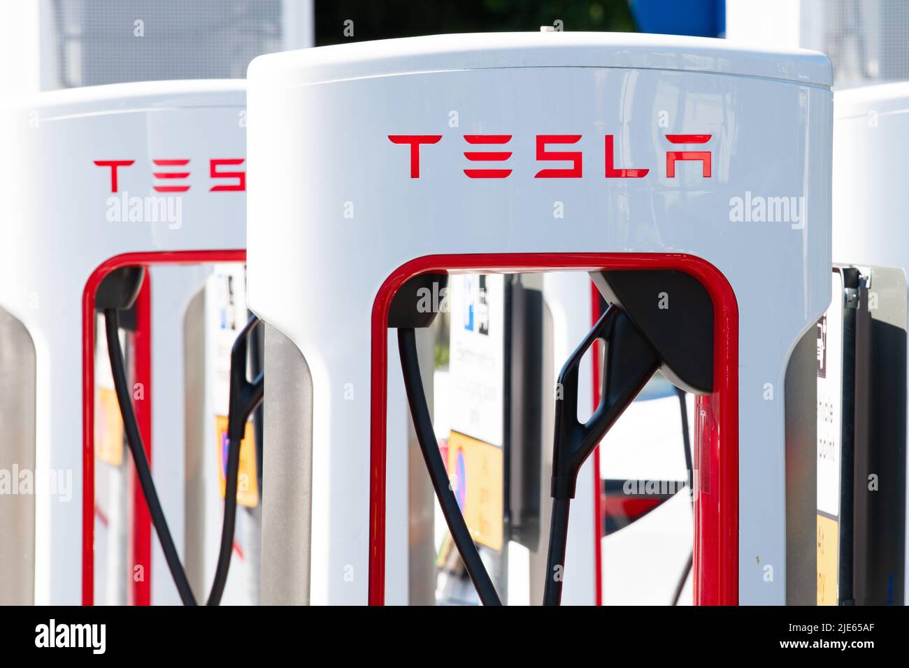 Tesla charging station Stock Photo