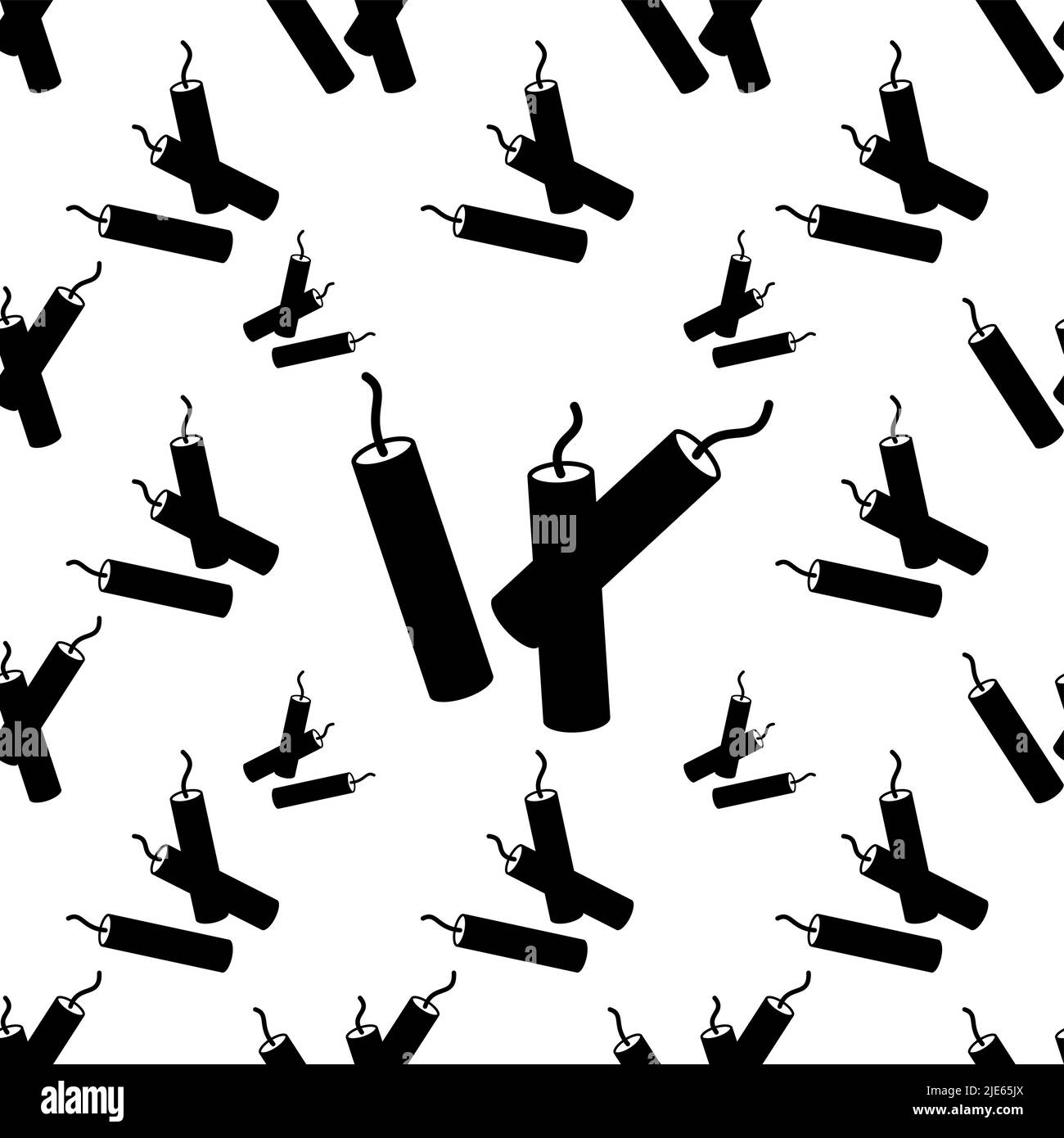 Dynamite Icon Seamless Pattern, Bomb Icon Seamless Pattern Vector Art Illustration Stock Vector