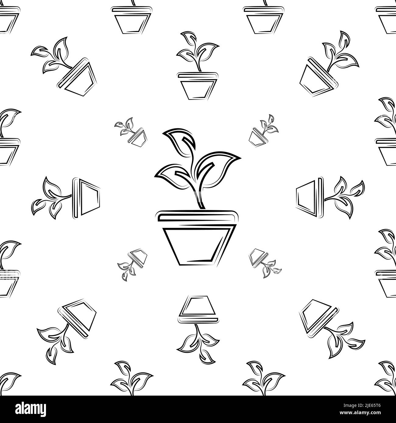 Plant Pot Icon Seamless Pattern Vector Art Illustration Stock Vector ...