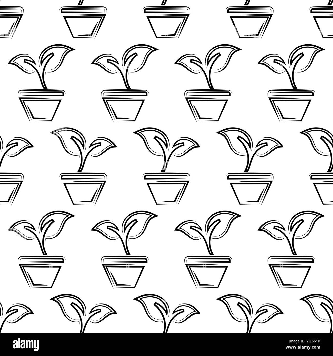 Plant Pot Icon Seamless Pattern Vector Art Illustration Stock Vector ...