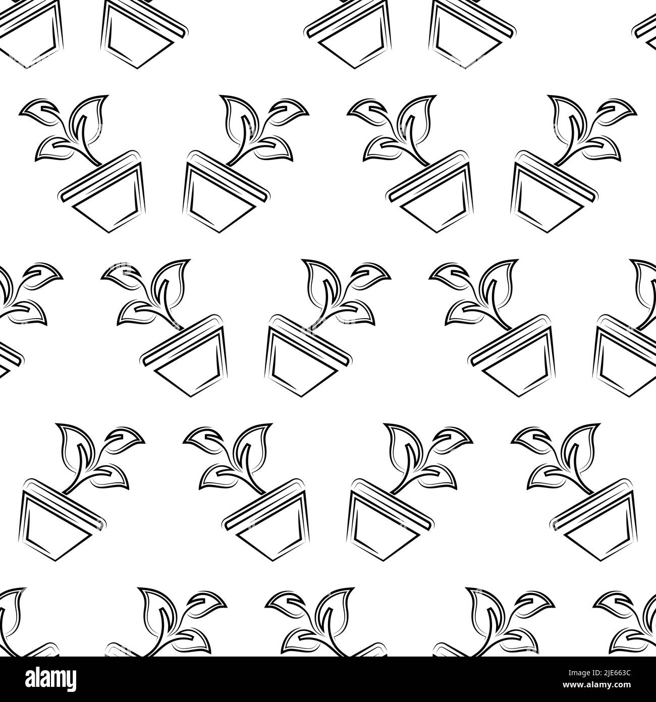 Plant Pot Icon Seamless Pattern Vector Art Illustration Stock Vector ...