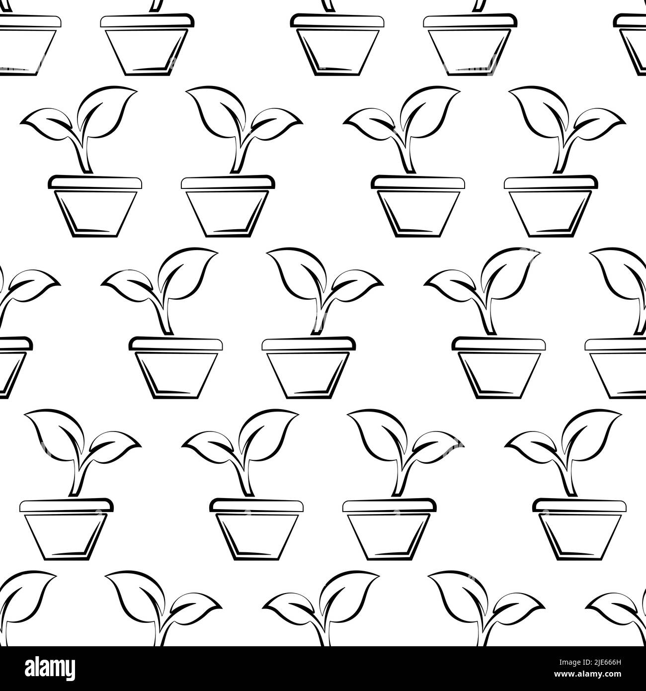 Plant Pot Icon Seamless Pattern Vector Art Illustration Stock Vector ...