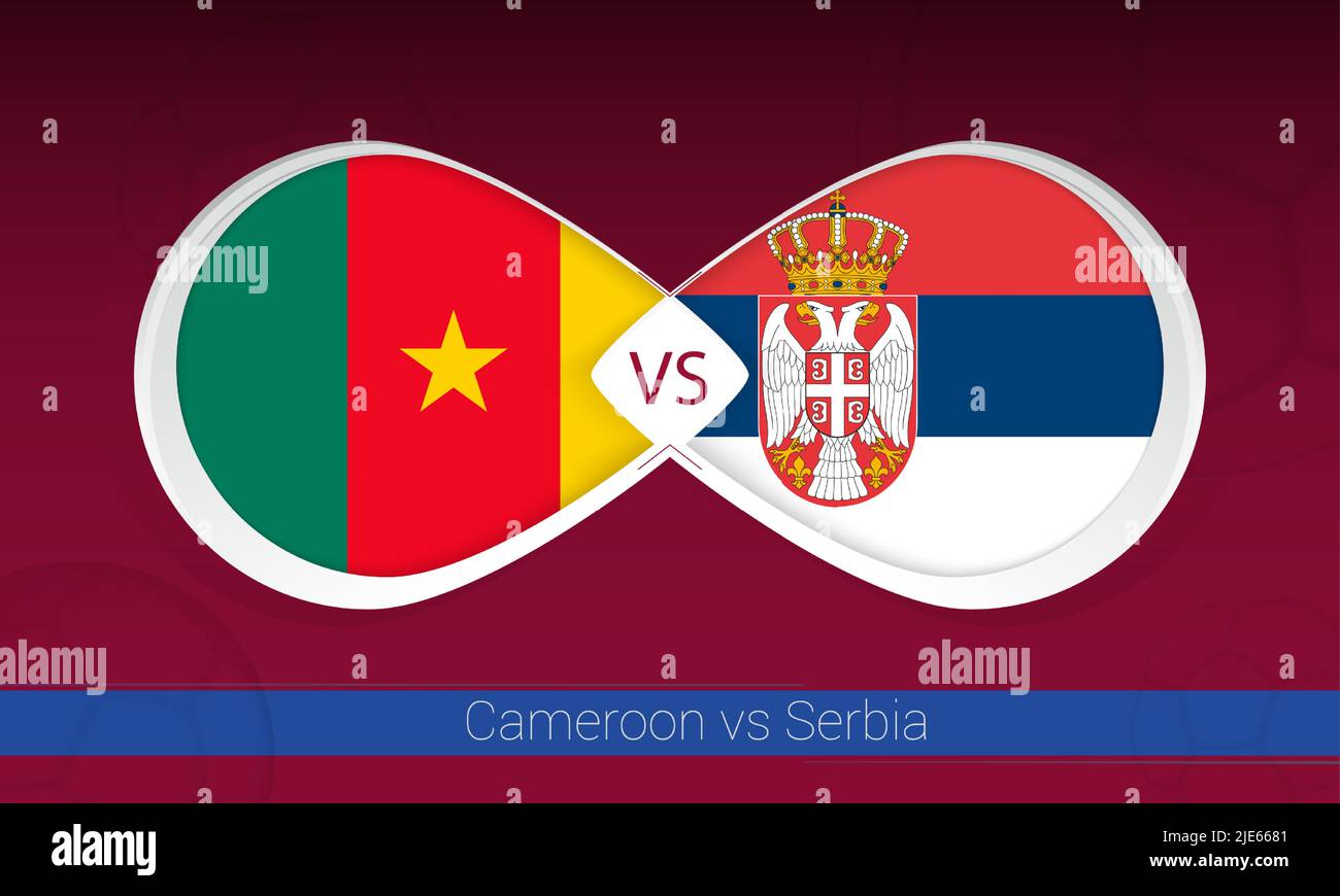 Cameroon vs Serbia in Football Competition, Group A. Versus icon on
