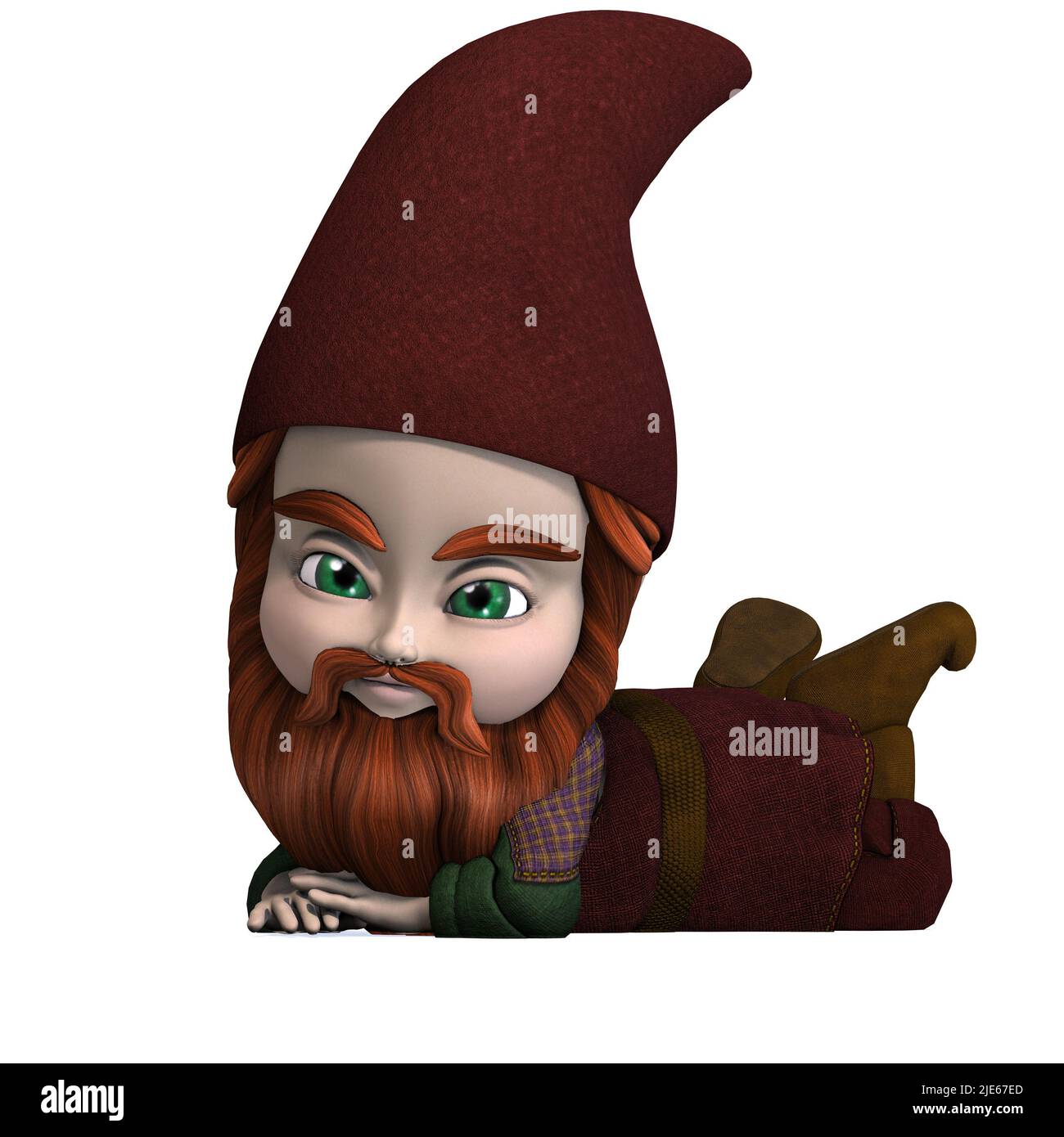 3D-illustration of a cute and funny cartoon garden gnome. isolated ...