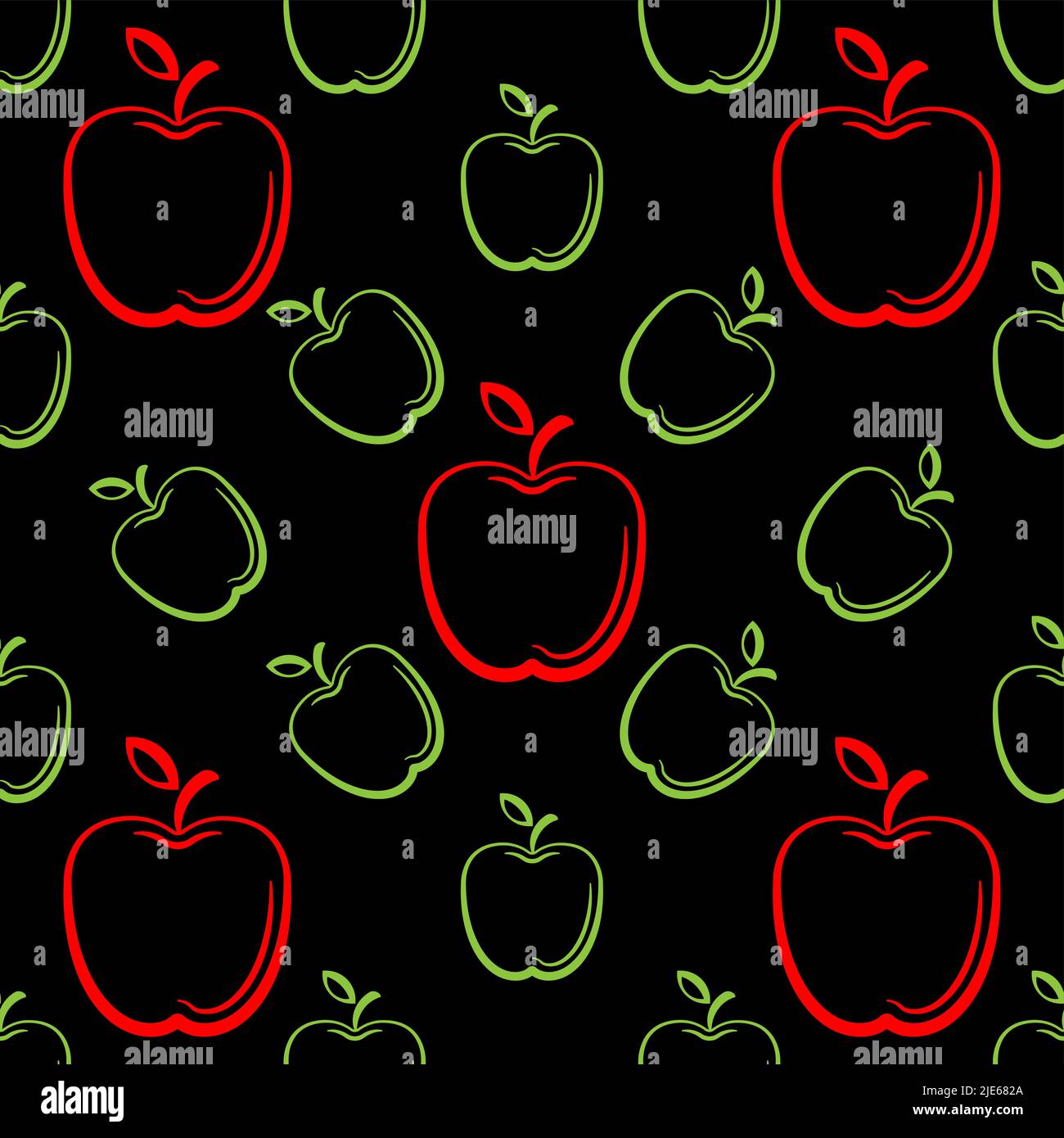 Apple Icon Seamless Pattern, Fruit / Food Icon Vector Art Illustration ...