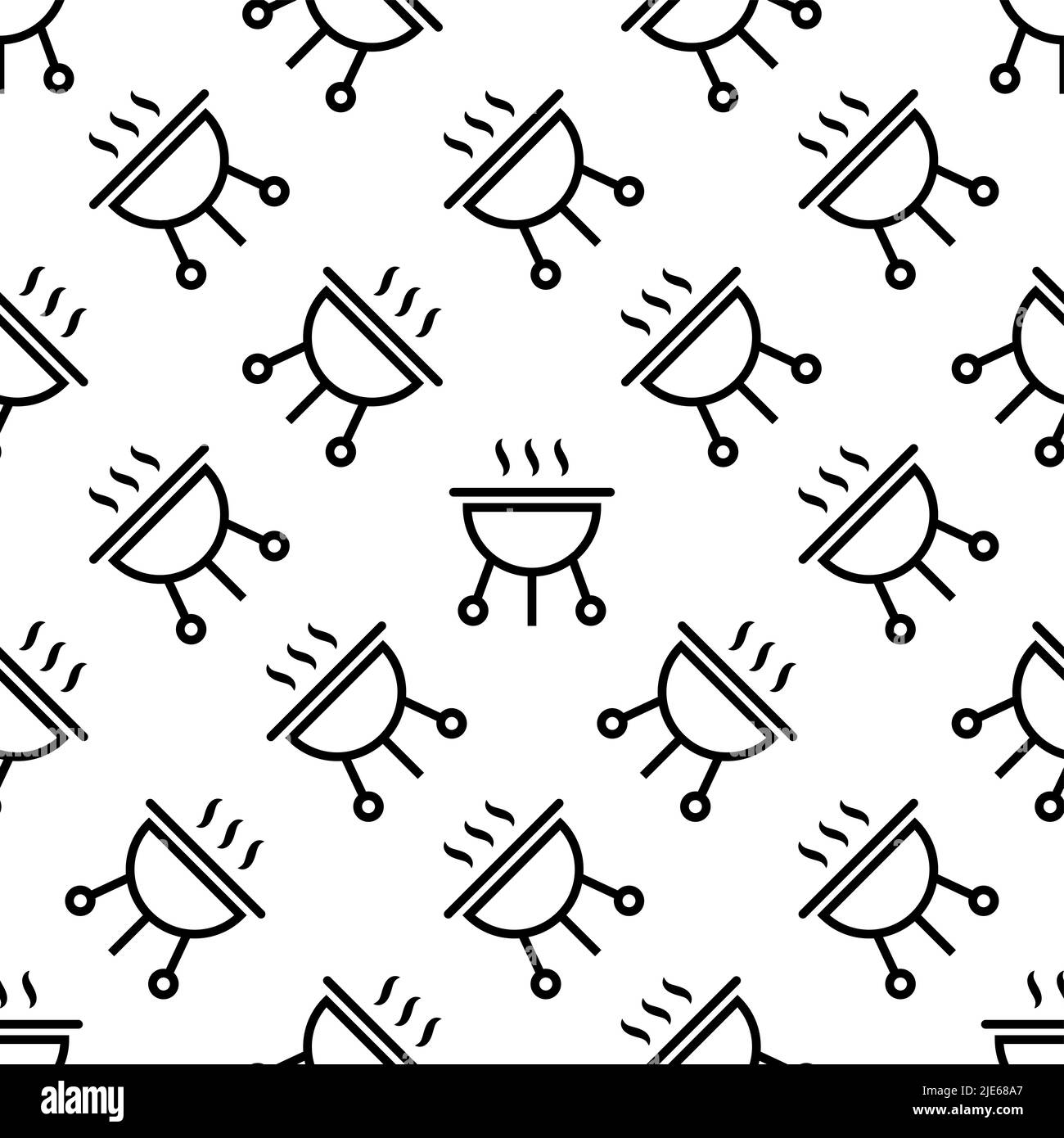 Barbecue Icon, Food Grill Seamless Pattern Vector Art Illustration ...