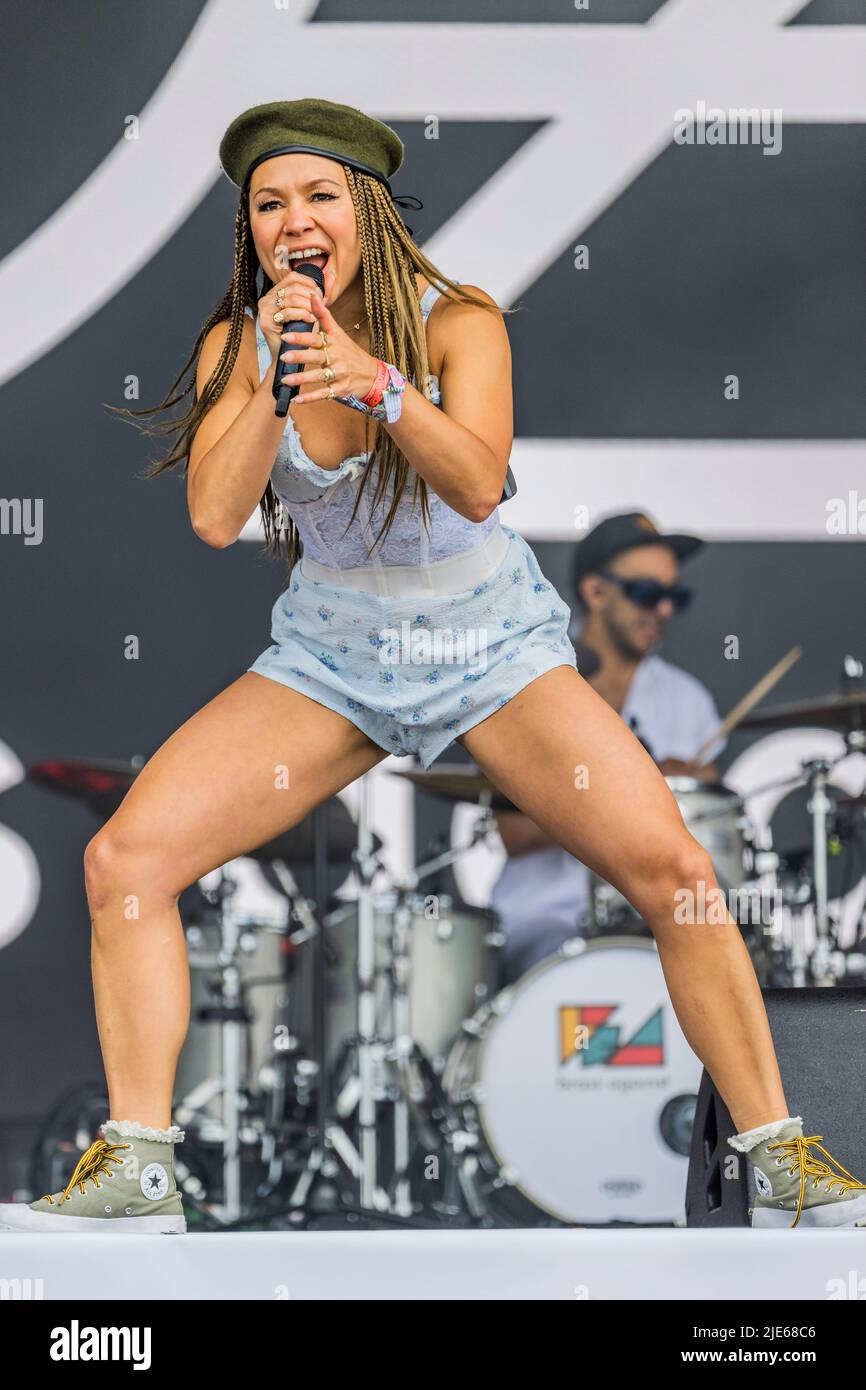 Glastonbury, UK. 25th June, 2022. Brass Against a NYC brass collective