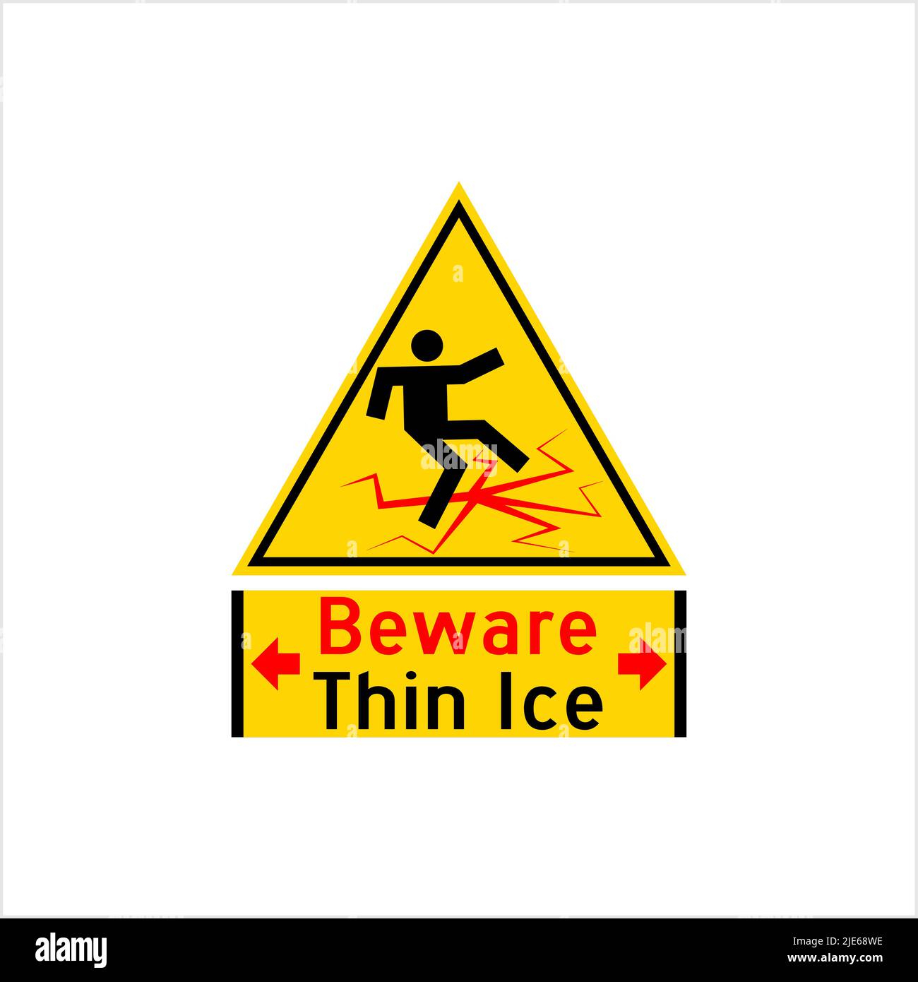 Beware Thin Ice Sign Vector Art Illustration Stock Vector