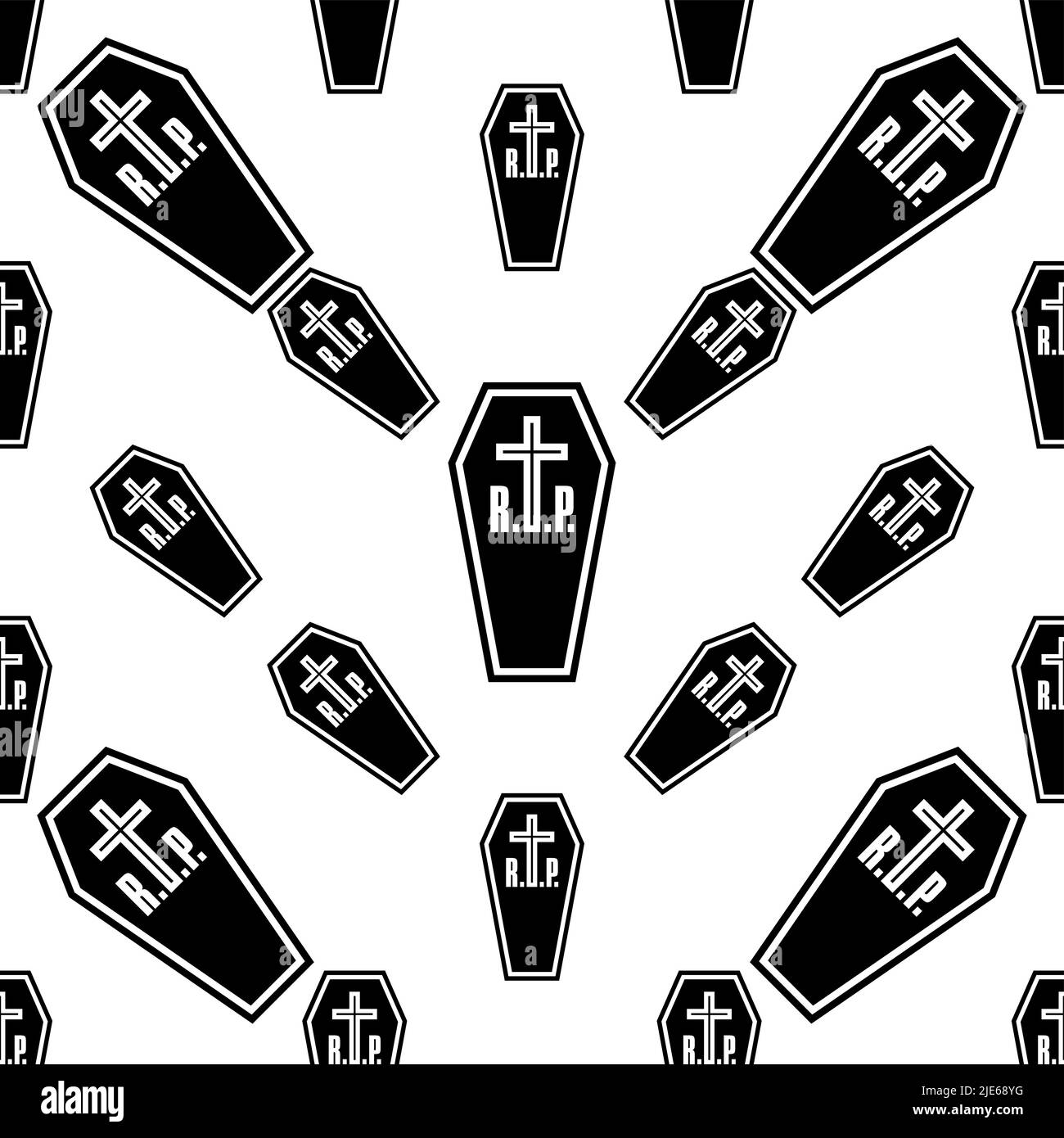 Coffin Icon Seamless Pattern, Coffin Seamless Pattern Vector Art ...