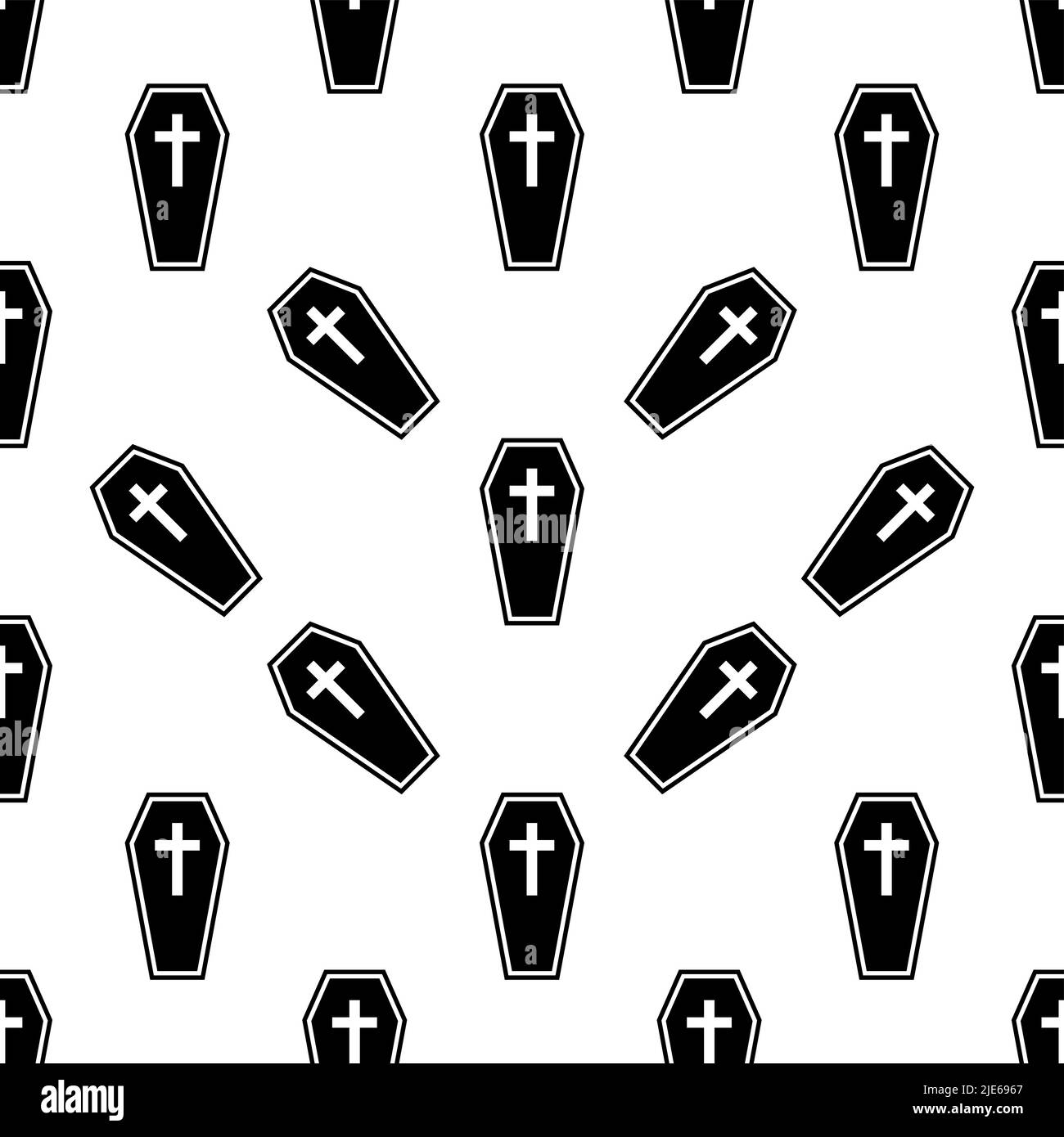 Coffin Icon Seamless Pattern, Coffin Seamless Pattern Vector Art ...