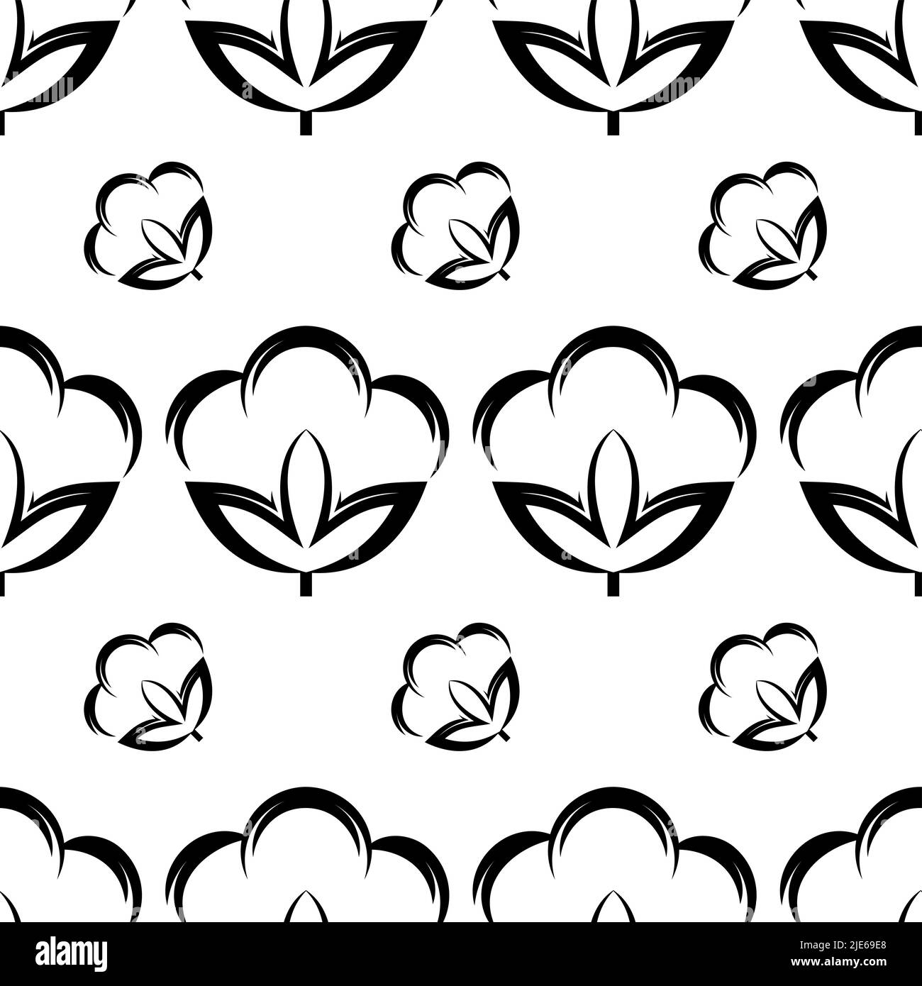 Cotton Flower Icon Seamless Pattern, Cotton Ball, Cotton Fiber Seamless ...