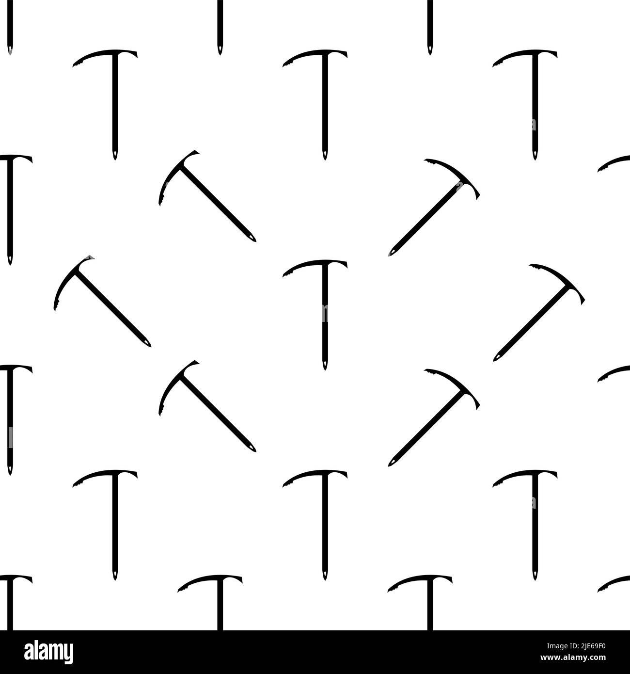 Ice Axe Icon Seamless Pattern, Multi-Purpose Hiking And Climbing Tool Vector Art Illustration Stock Vector