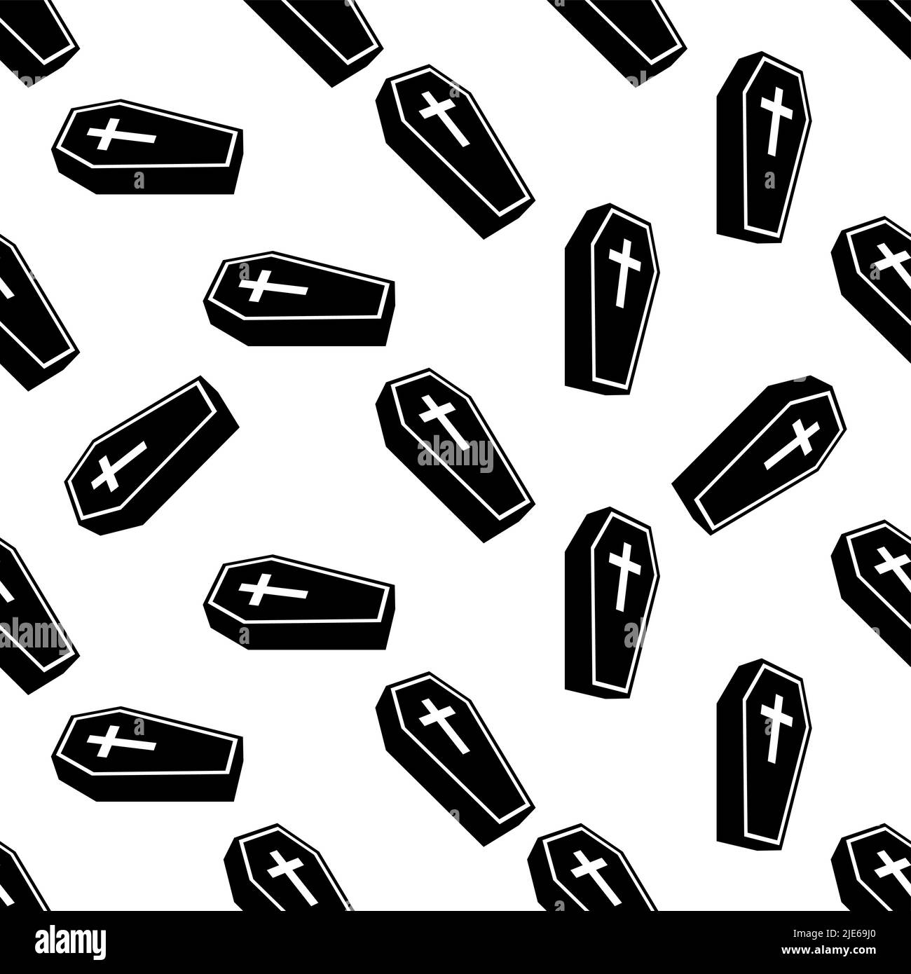 Coffin Icon Seamless Pattern, Coffin Seamless Pattern Vector Art ...
