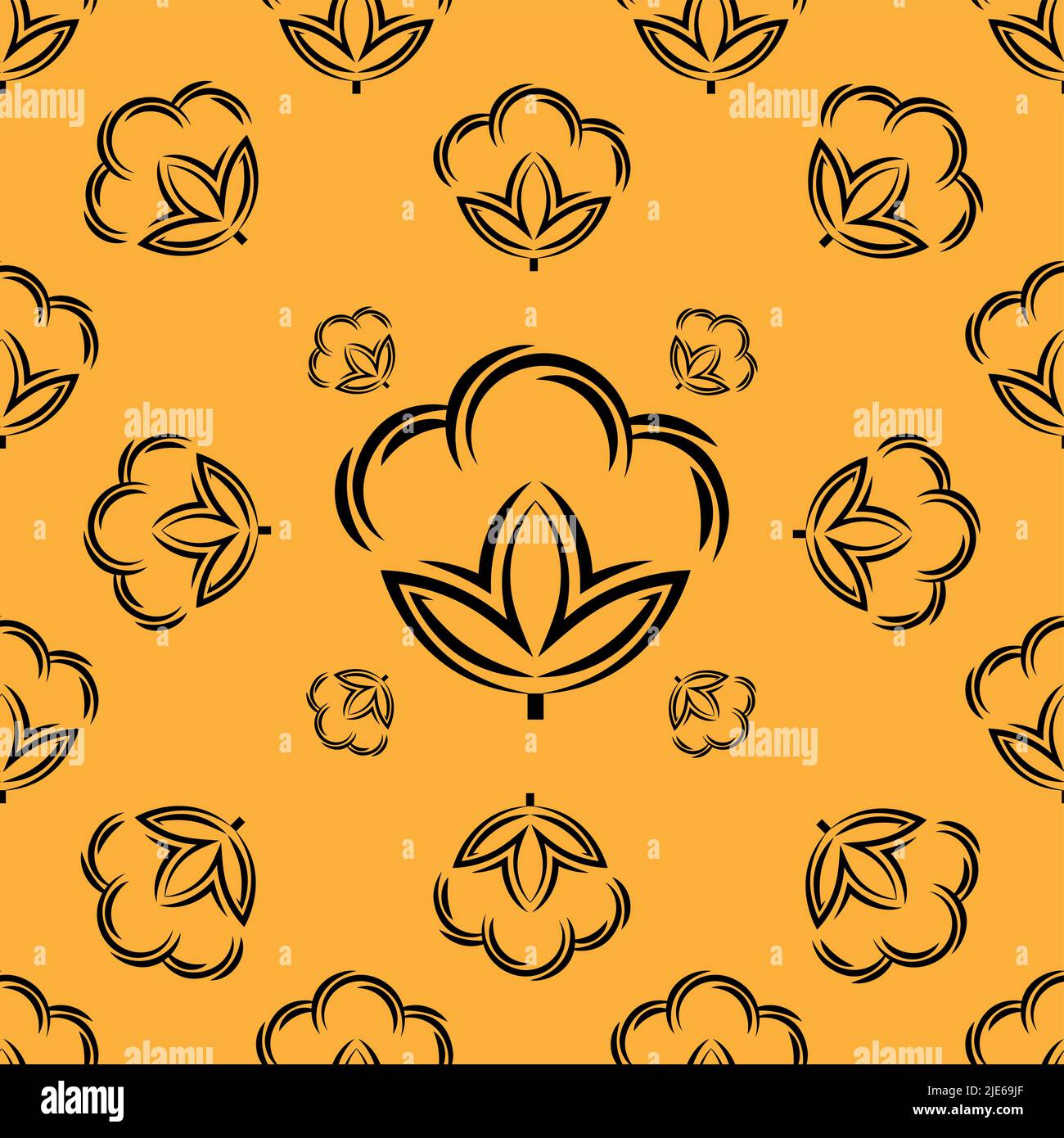Cotton Flower Icon Seamless Pattern, Cotton Ball, Cotton Fiber Seamless Pattern Vector Art Illustration Stock Vector