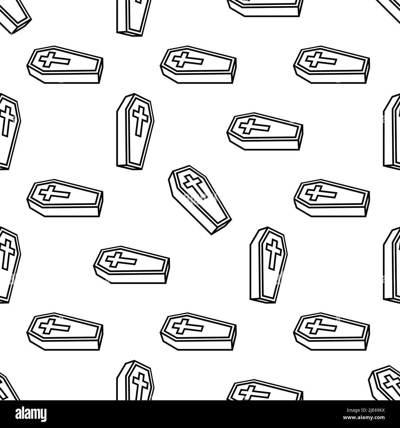 Coffin Icon Seamless Pattern, Coffin Seamless Pattern Vector Art ...