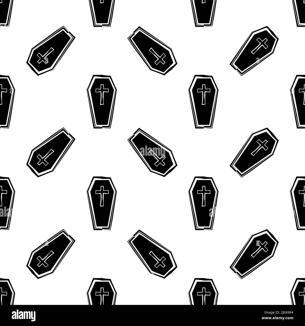 Coffin Icon Seamless Pattern, Coffin Seamless Pattern Vector Art ...